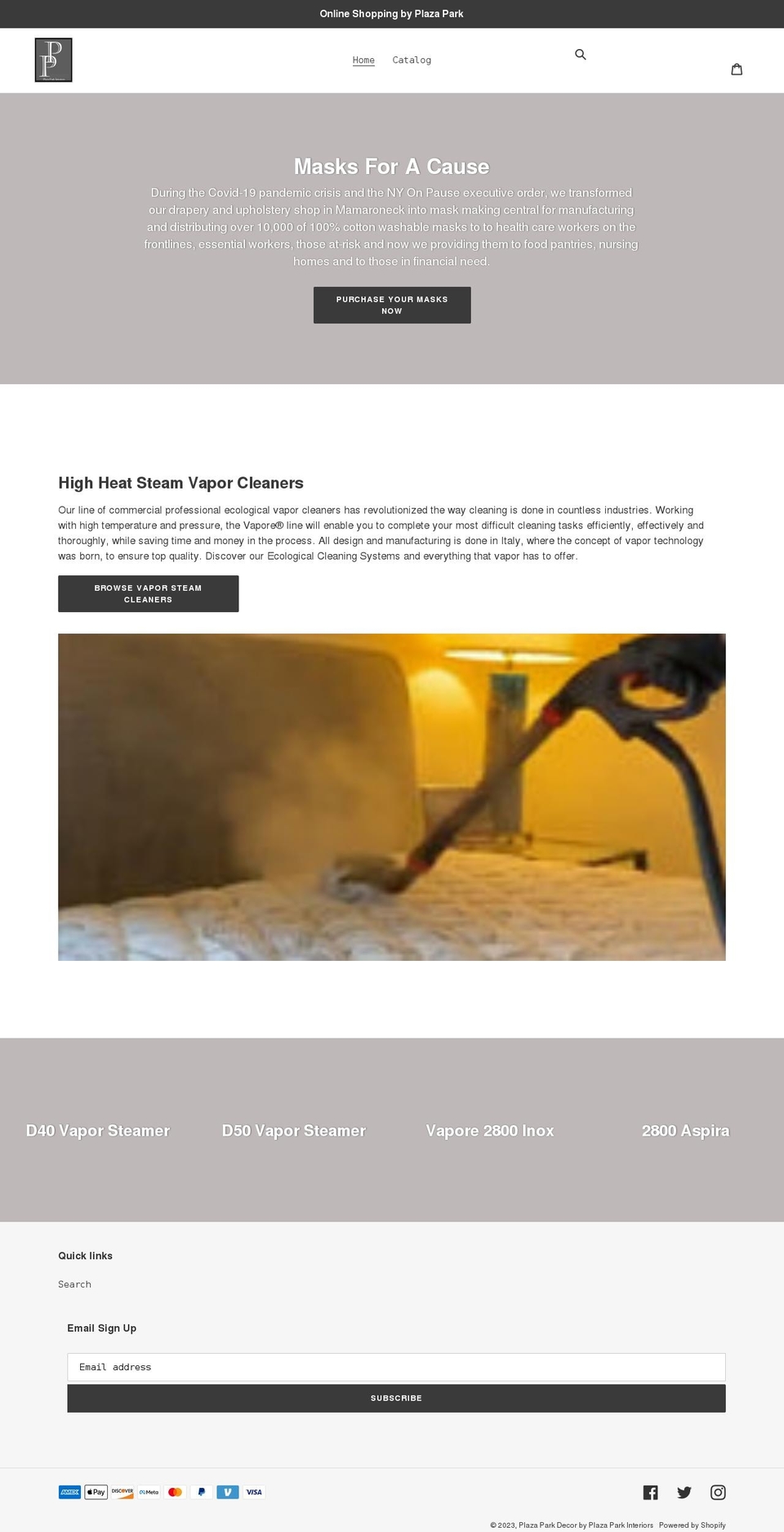 plazaparkdecor.com shopify website screenshot