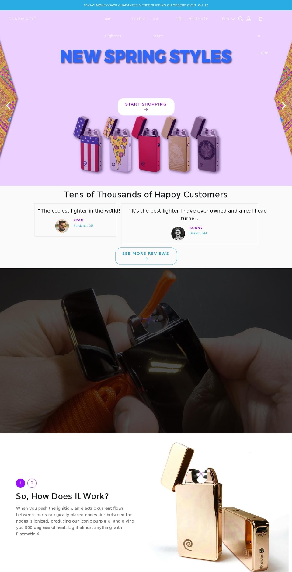 plazmaticlighter.com shopify website screenshot