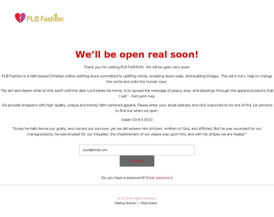 plbfashion.com — Shopify storefront screenshot