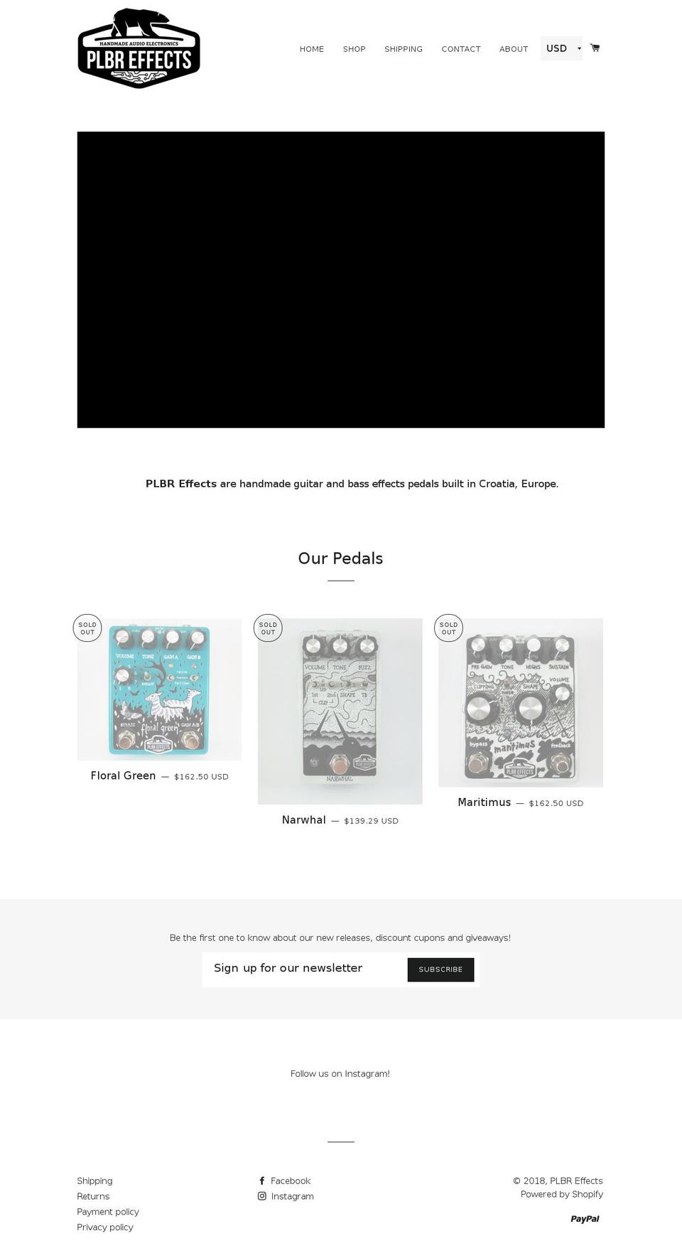 plbreffects.com — Shopify storefront screenshot