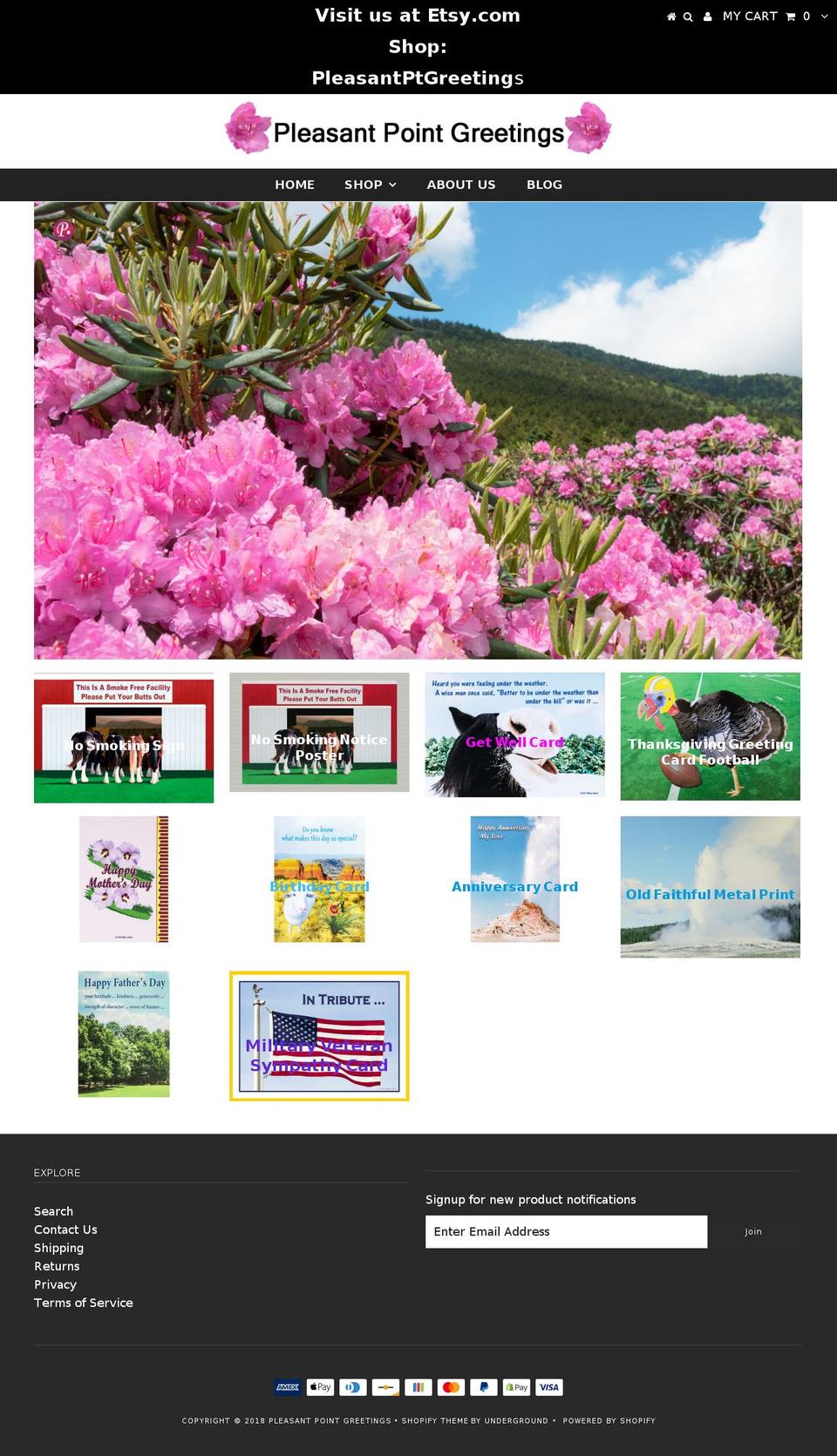 pleasantpointgreetings.com — Shopify storefront screenshot