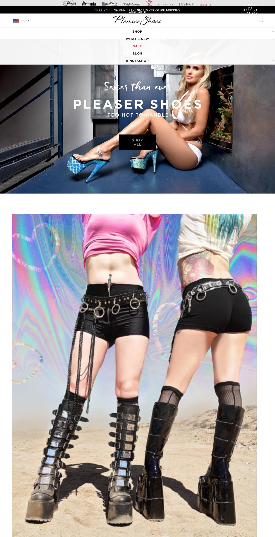 pleasershoes.com — Shopify storefront screenshot