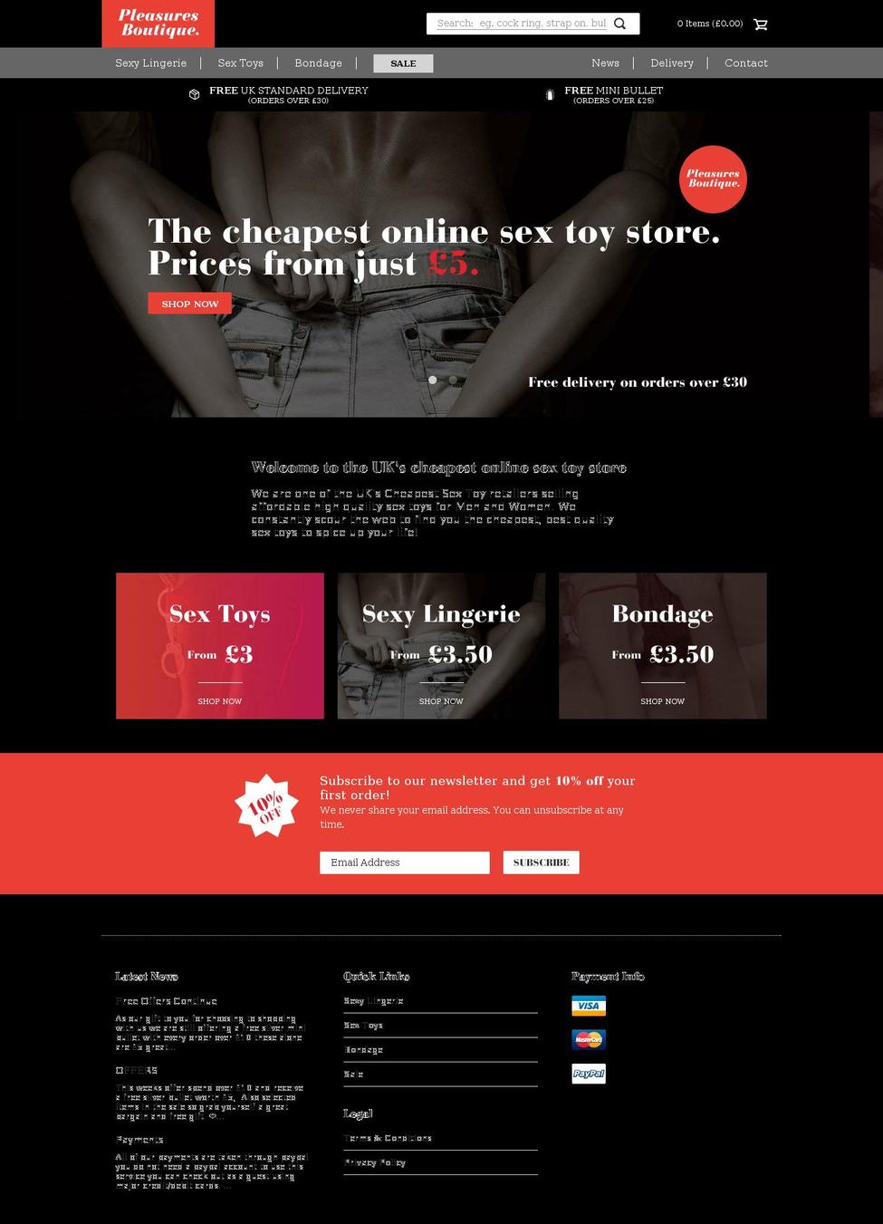 pleasures-boutique.com — Shopify storefront screenshot