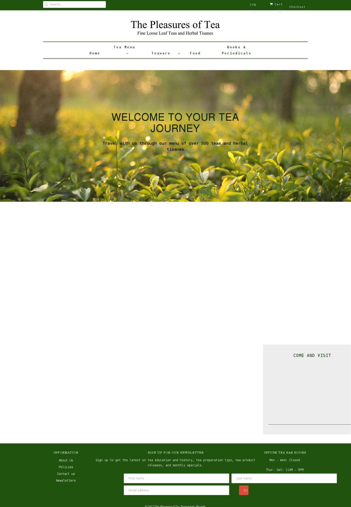 pleasuresoftea.com shopify website screenshot