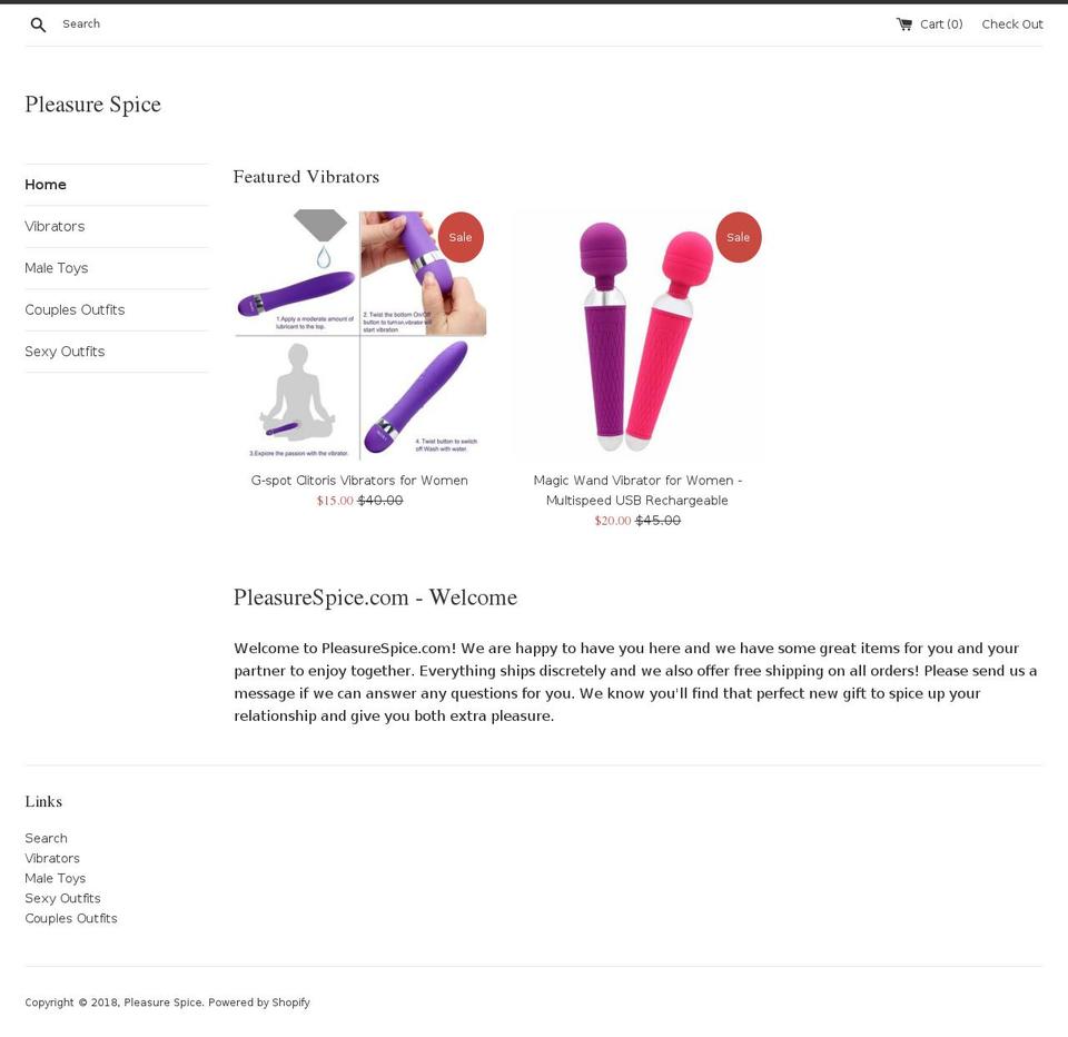 pleasurespice.com — Shopify storefront screenshot