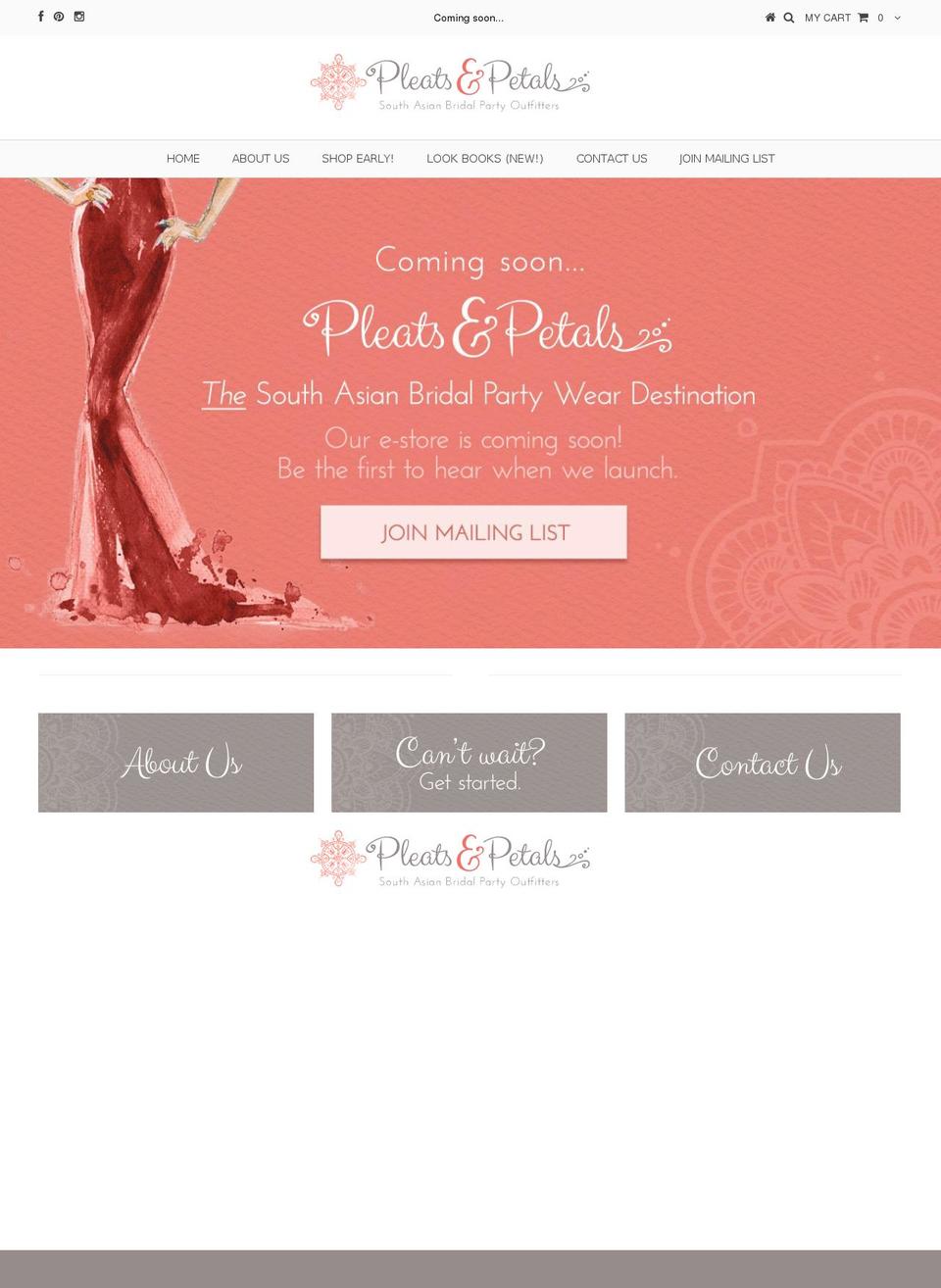 pleatsandpetals.com shopify website screenshot