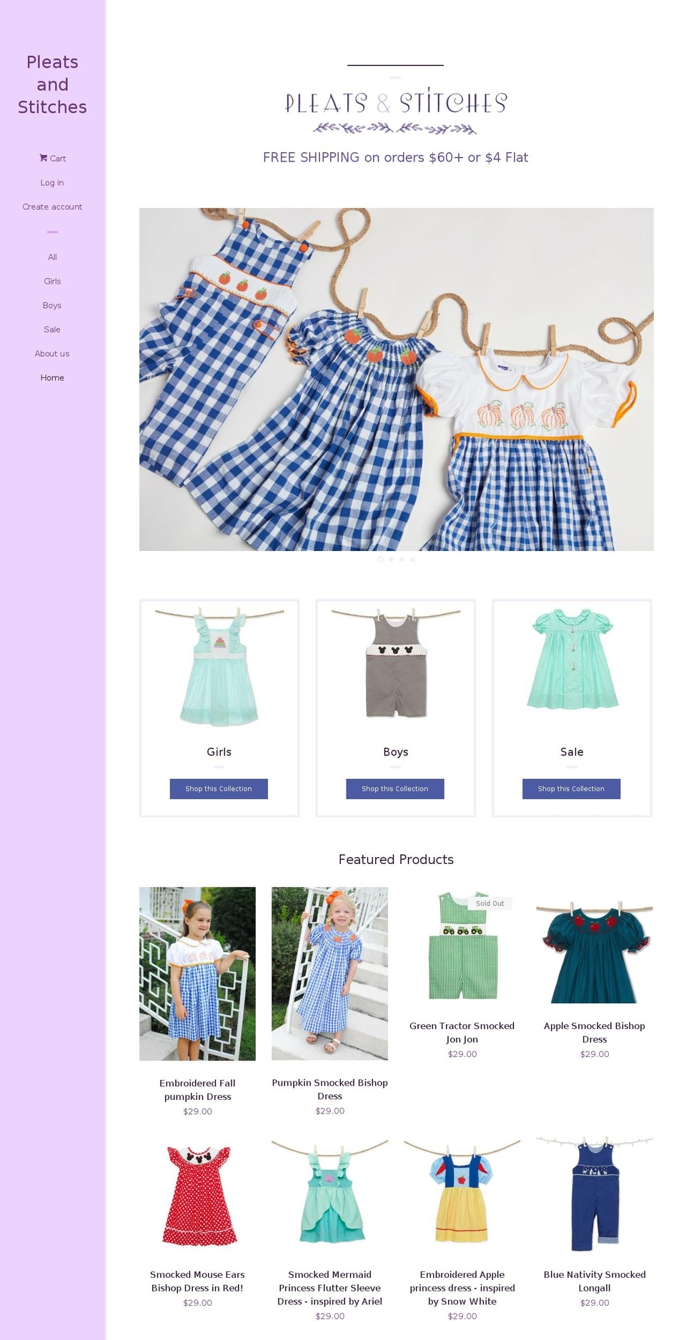 pleatsandstitches.com — Shopify storefront screenshot