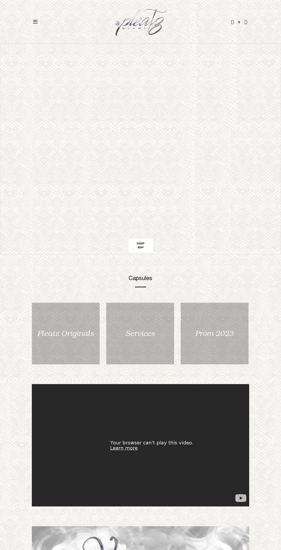 pleatzmiami.co shopify website screenshot