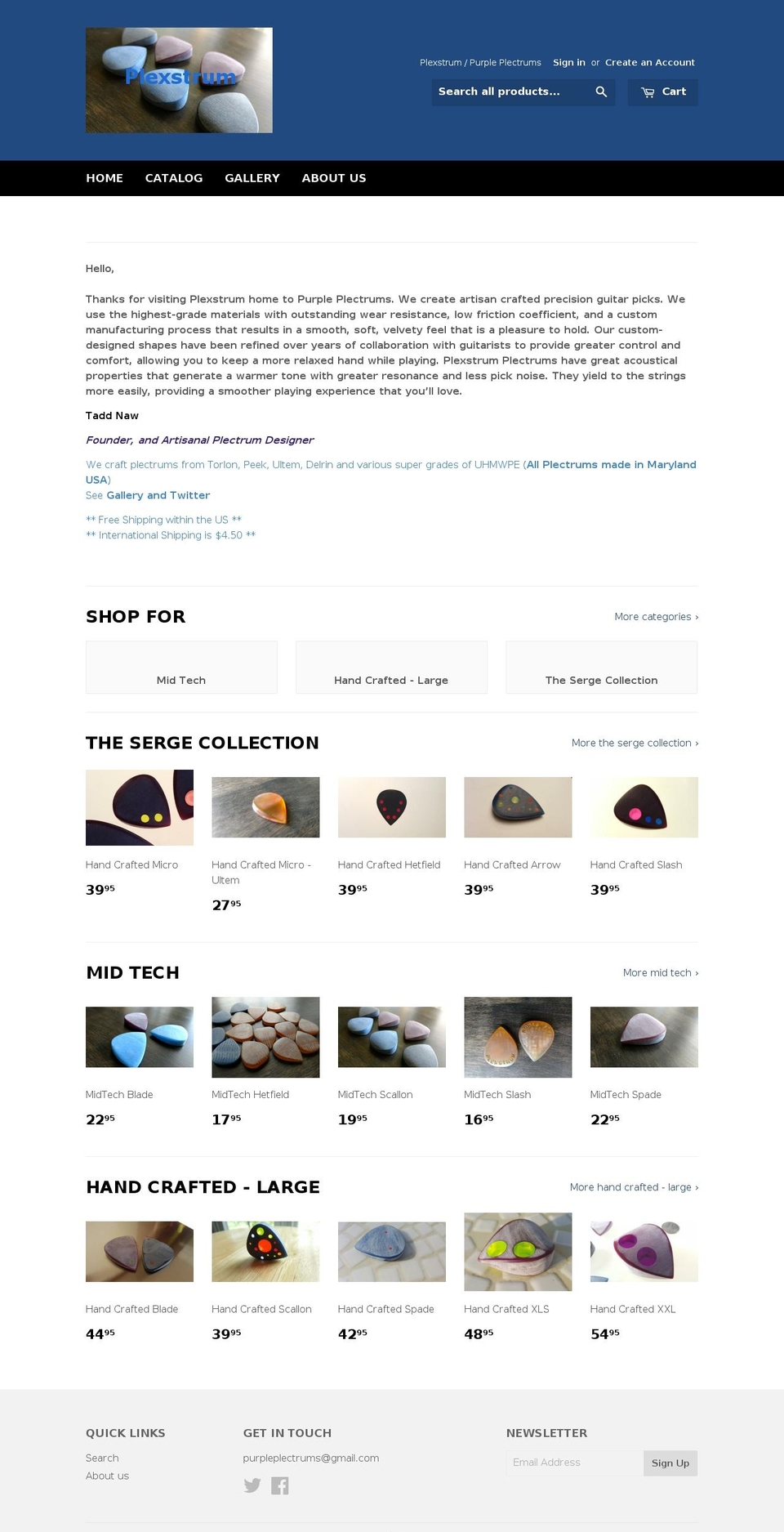 plectrums.us shopify website screenshot