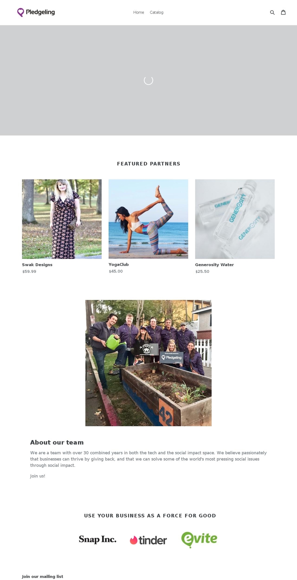 pledgetogiveback.com — Shopify storefront screenshot