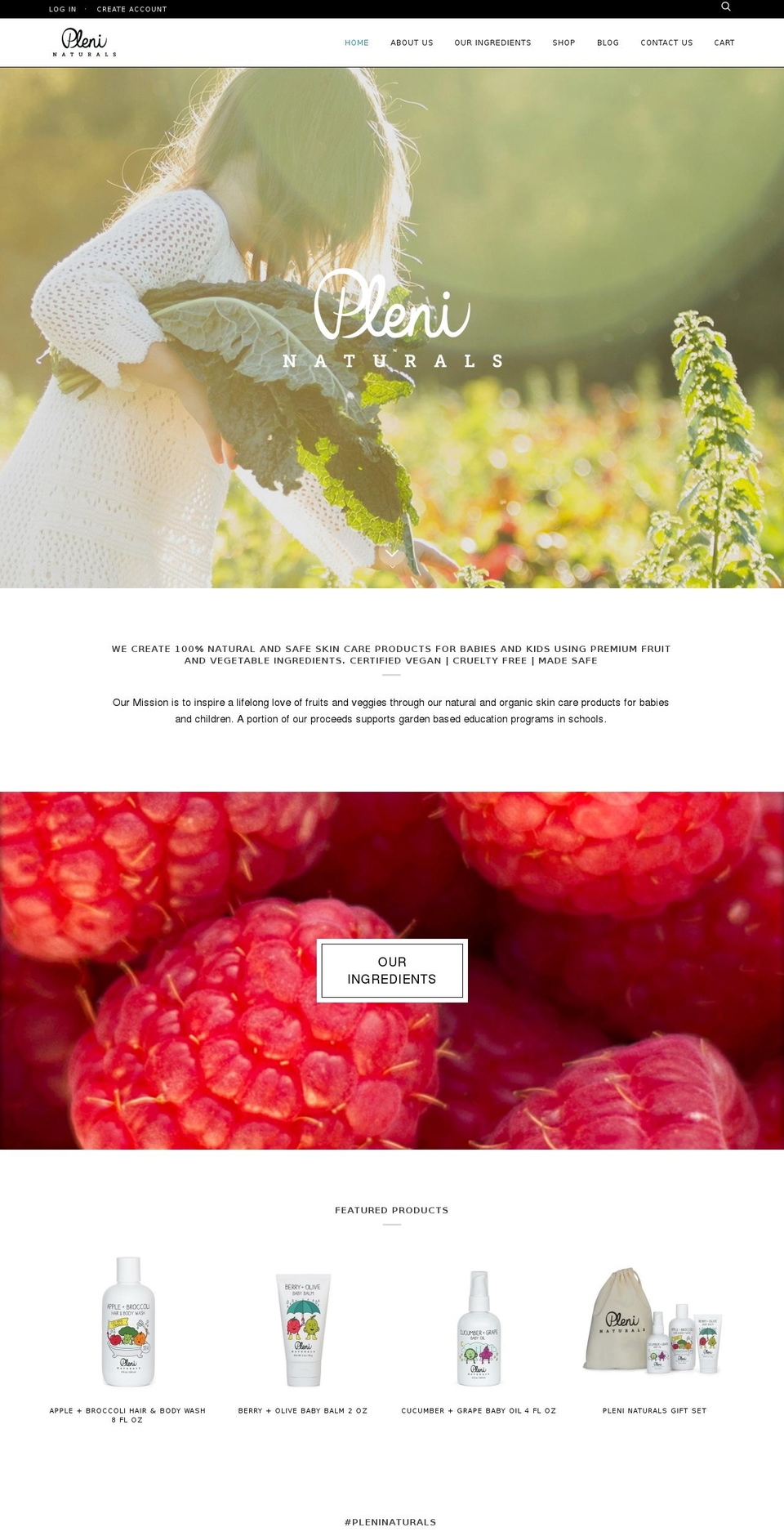 pleninaturals.com shopify website screenshot