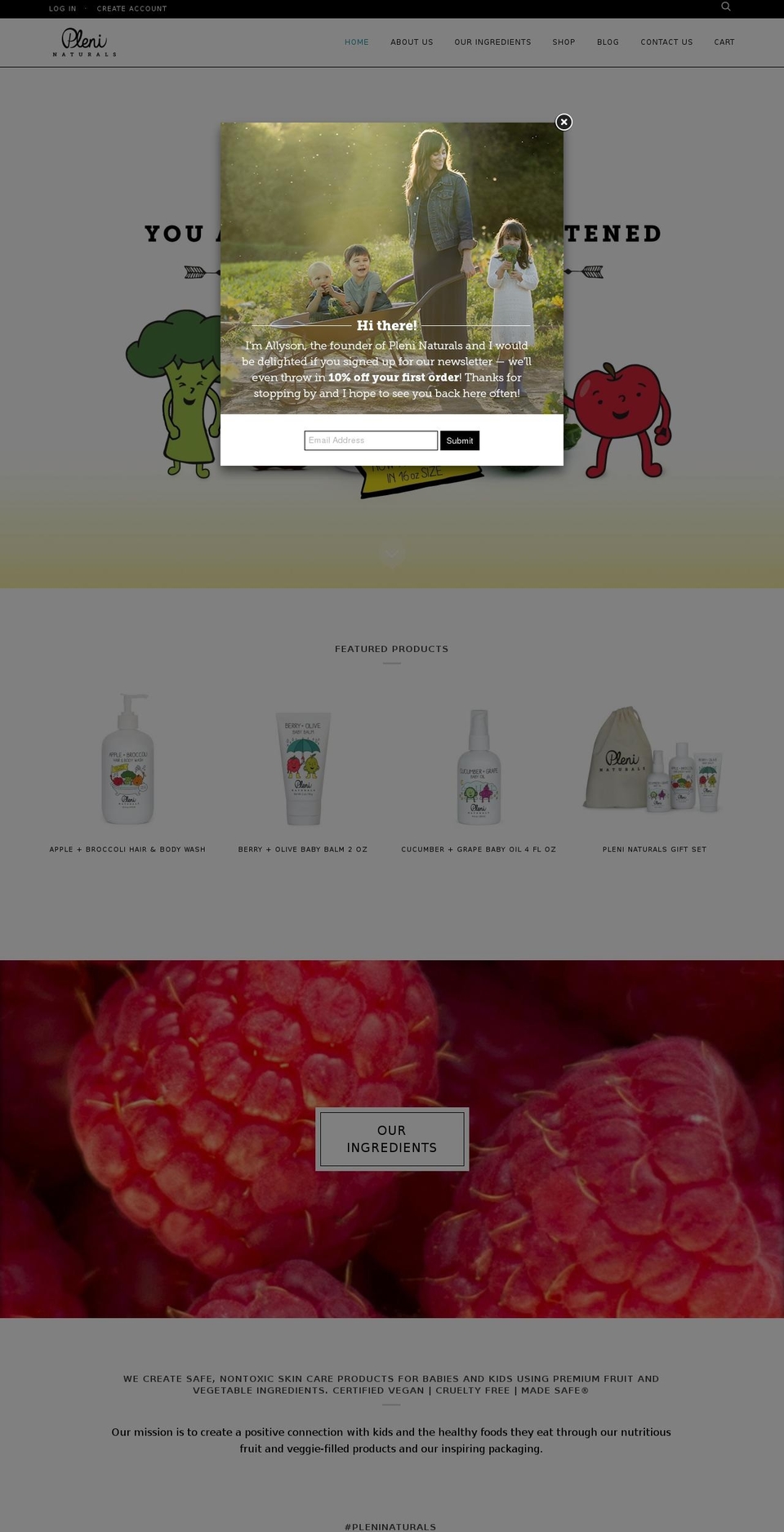 pleninaturals.net shopify website screenshot