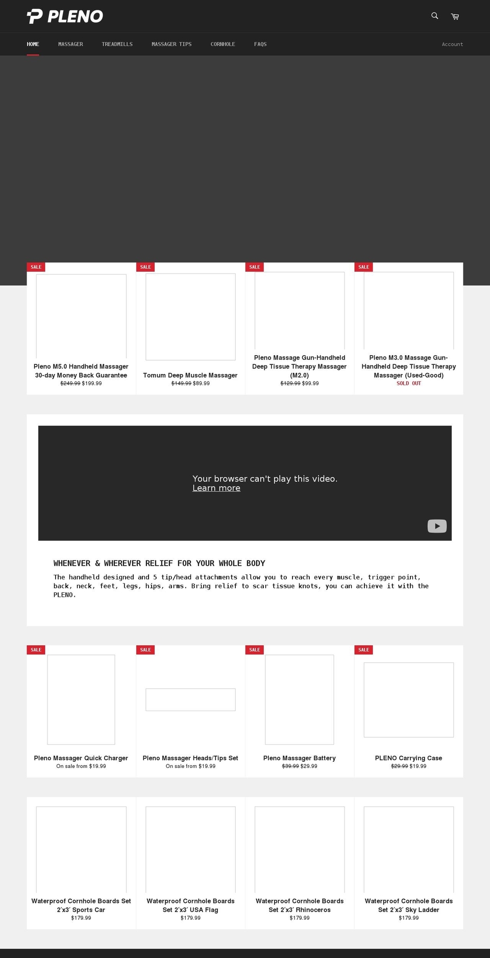 plenomassager.com shopify website screenshot