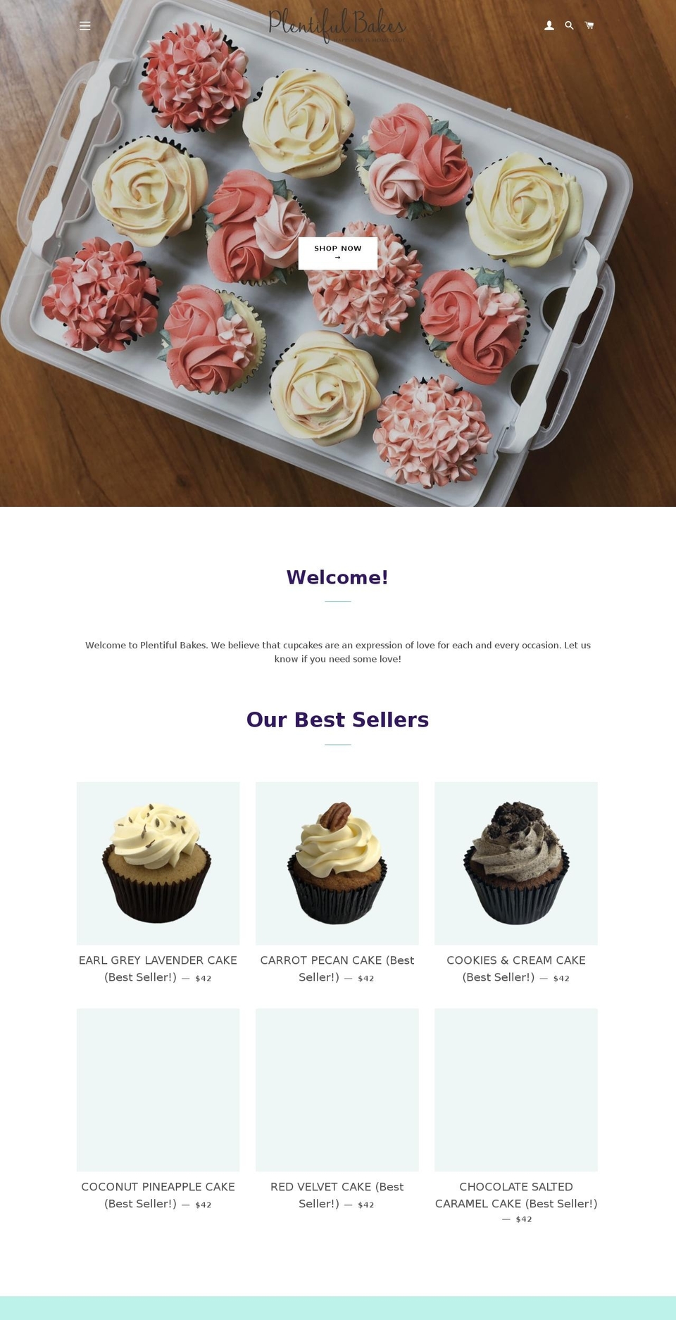 plentifulbakes.com — Shopify storefront screenshot