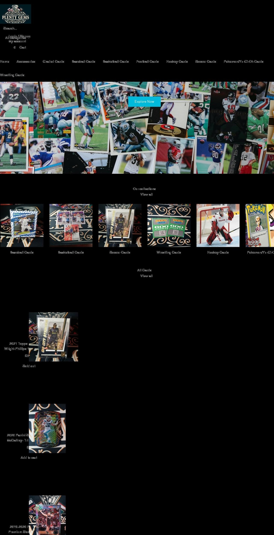 plentygems.com shopify website screenshot