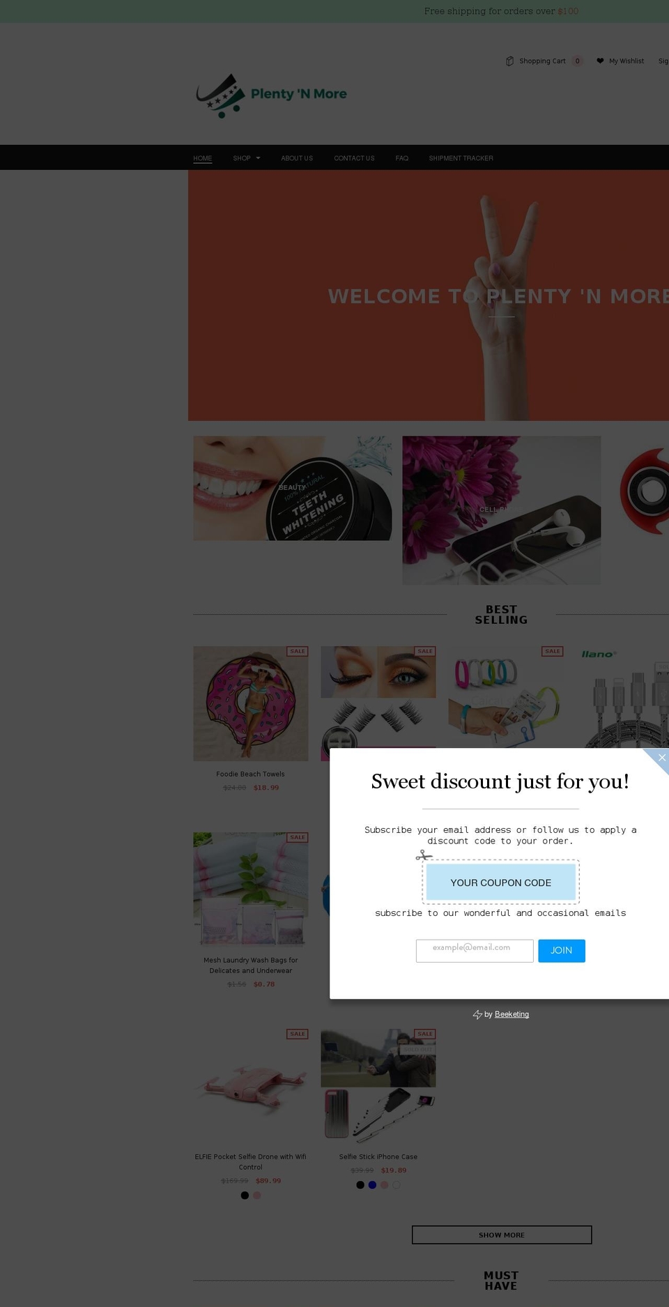 plentynmore.com — Shopify storefront screenshot