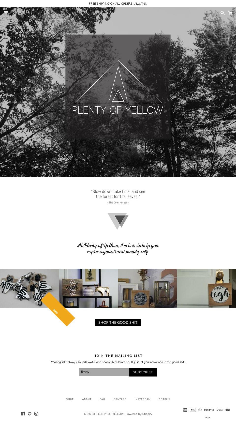 plentyofyellow.com — Shopify storefront screenshot
