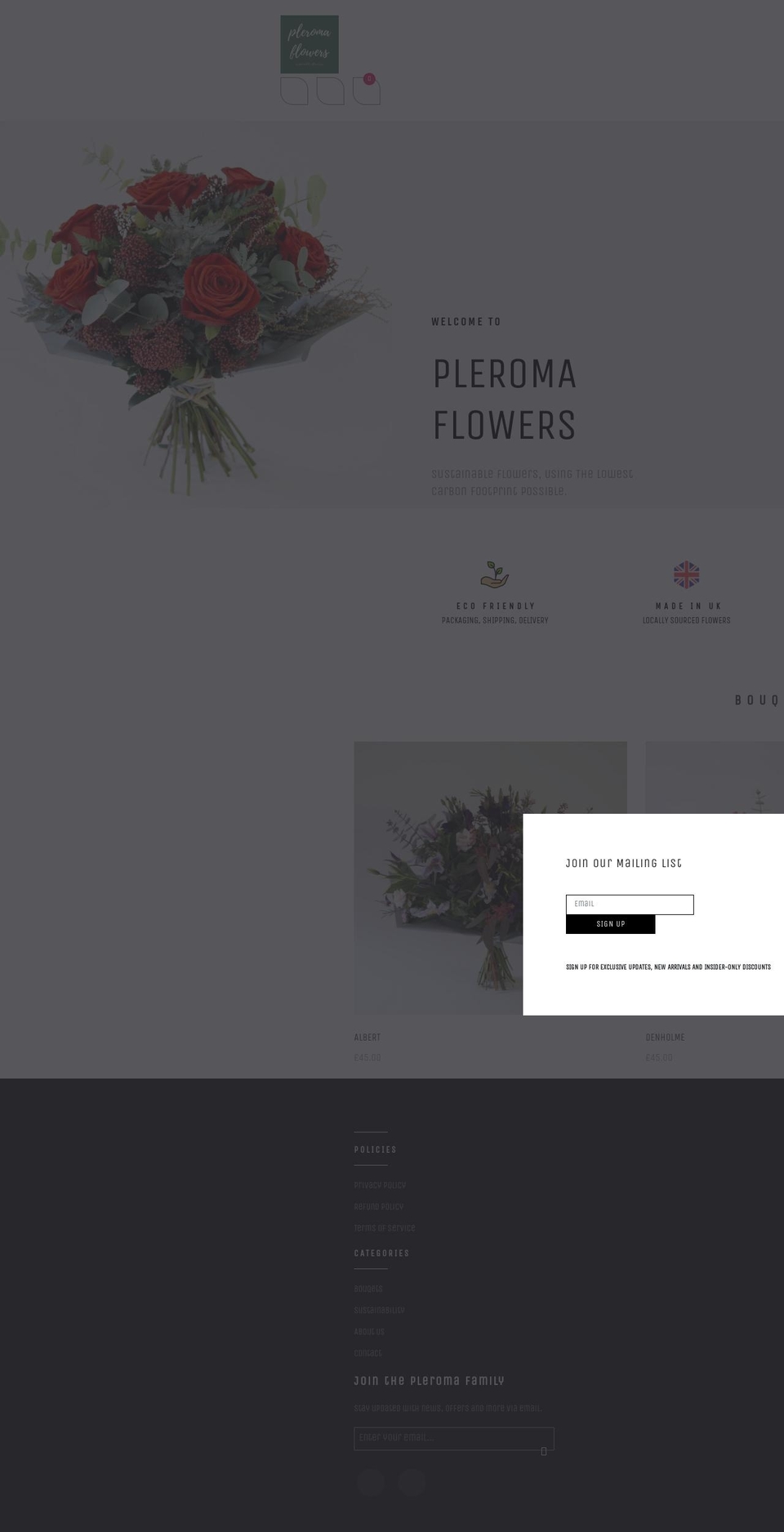 Floril-home- Shopify theme site example pleromaflowers.com