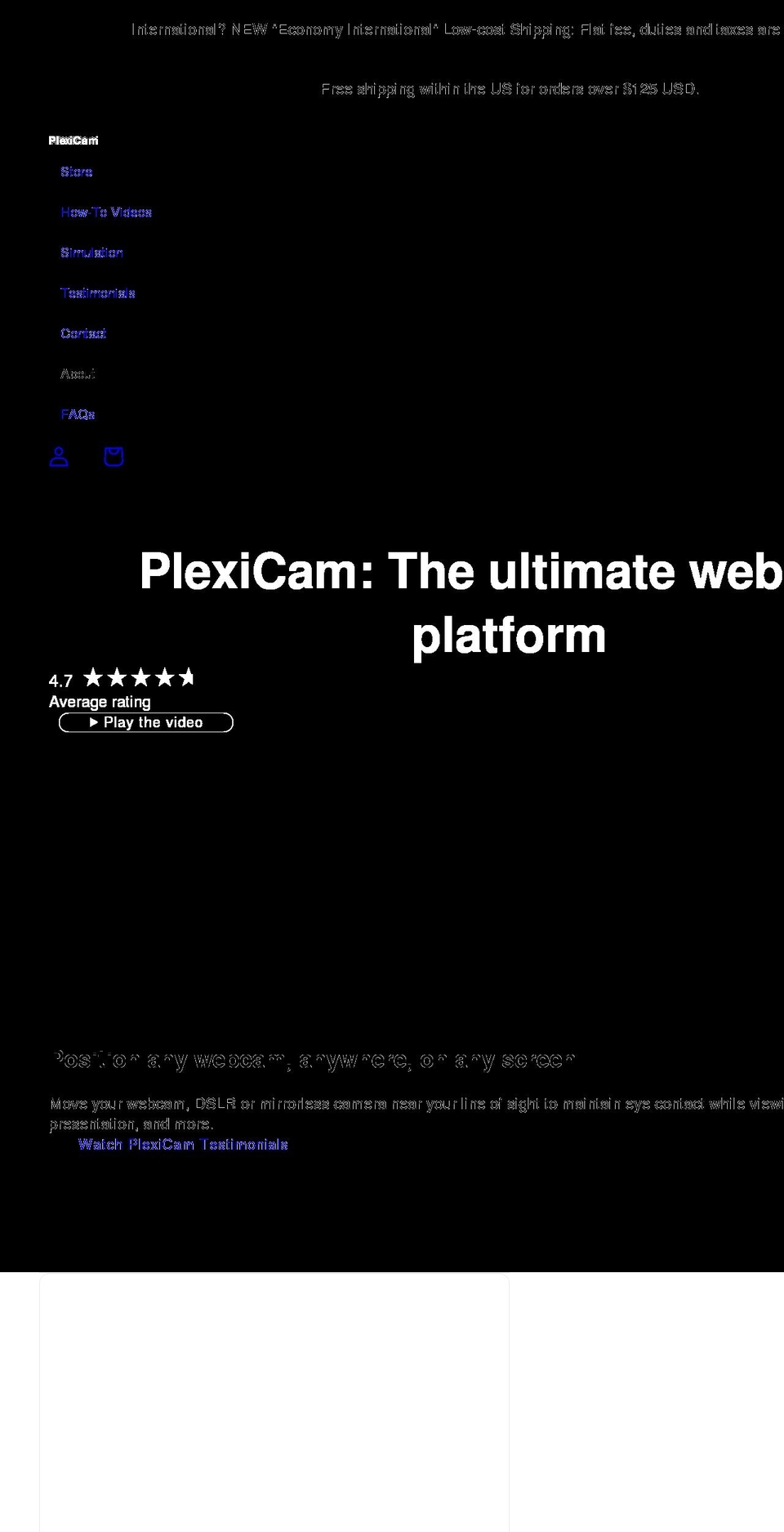Live -- WPD Shopify theme site example plexicam.com