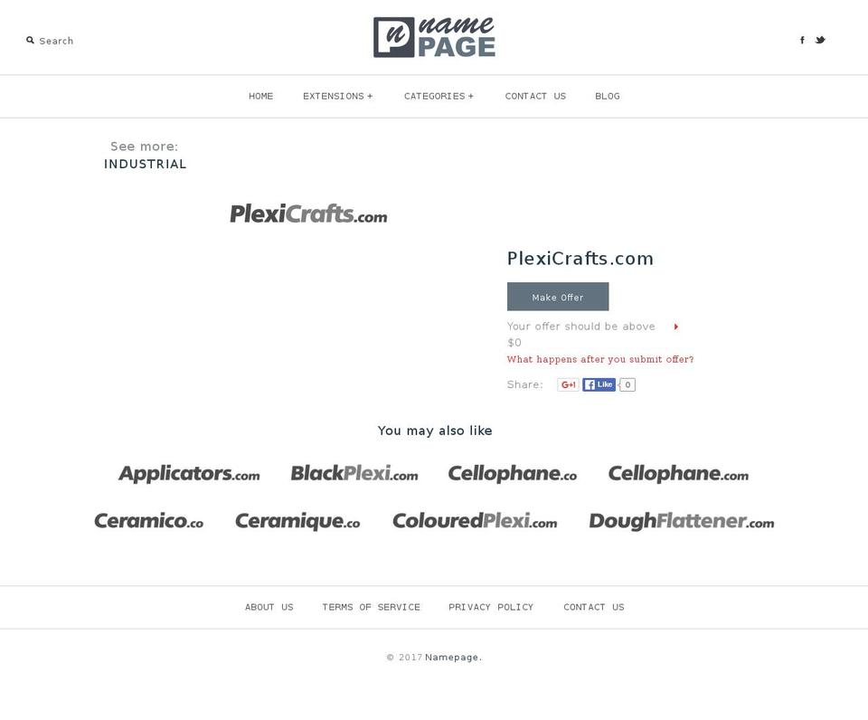 plexicrafts.com shopify website screenshot