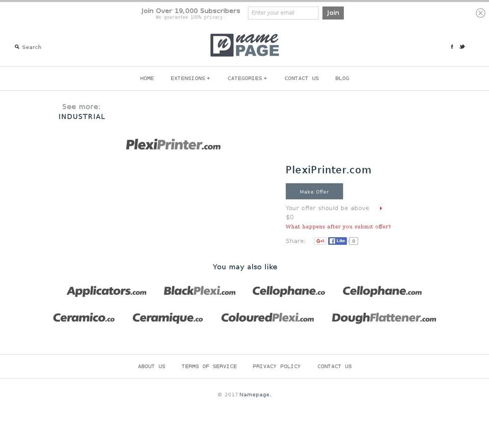 plexiprinter.com shopify website screenshot
