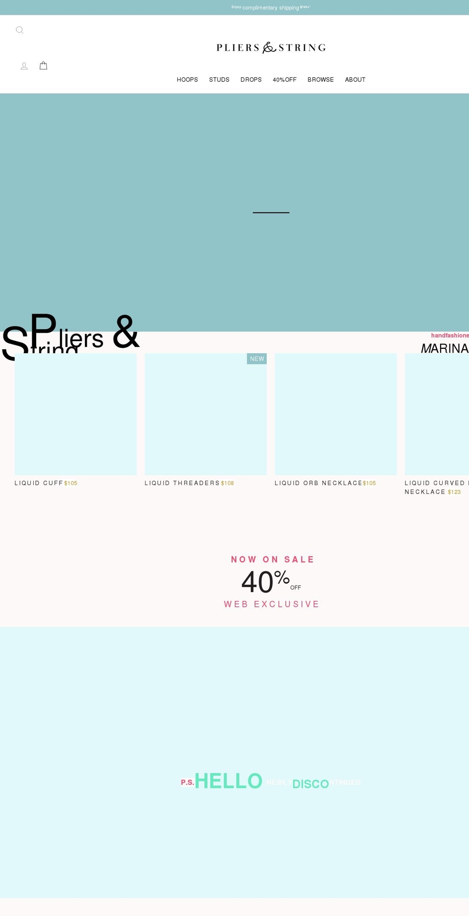 pliersandstring.com shopify website screenshot