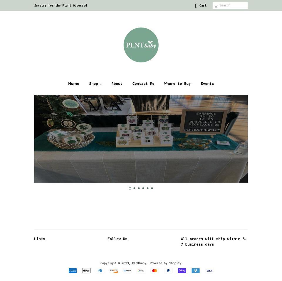 plntbabyjewelry.com shopify website screenshot