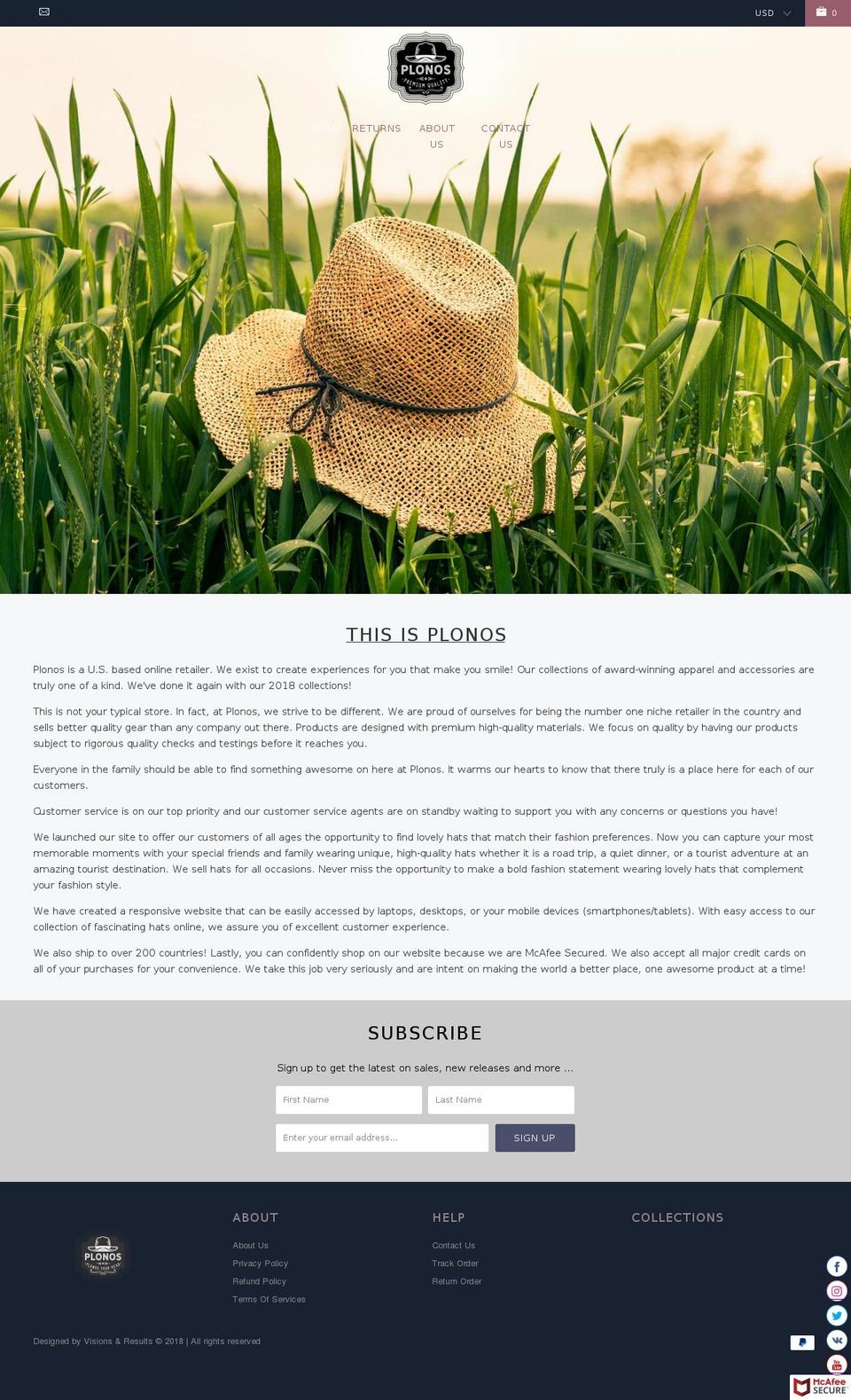 plonos.com — Shopify storefront screenshot