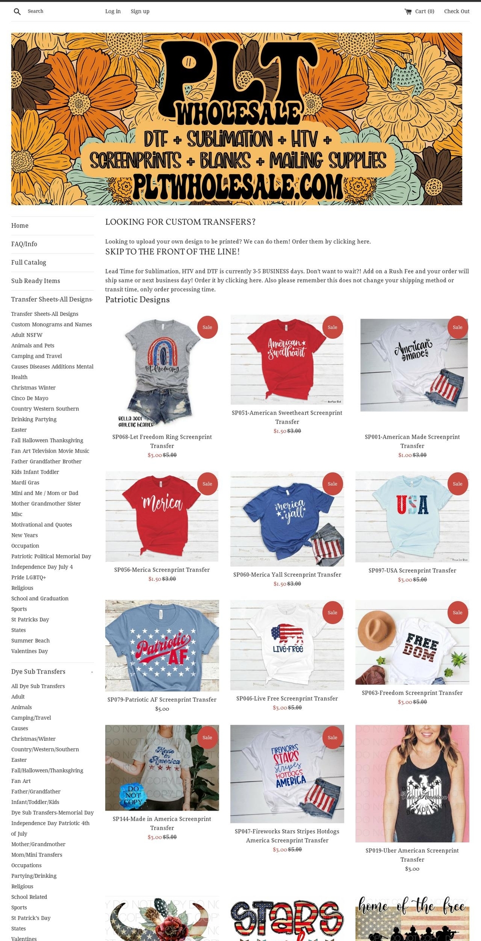 pltwholesale.com shopify website screenshot