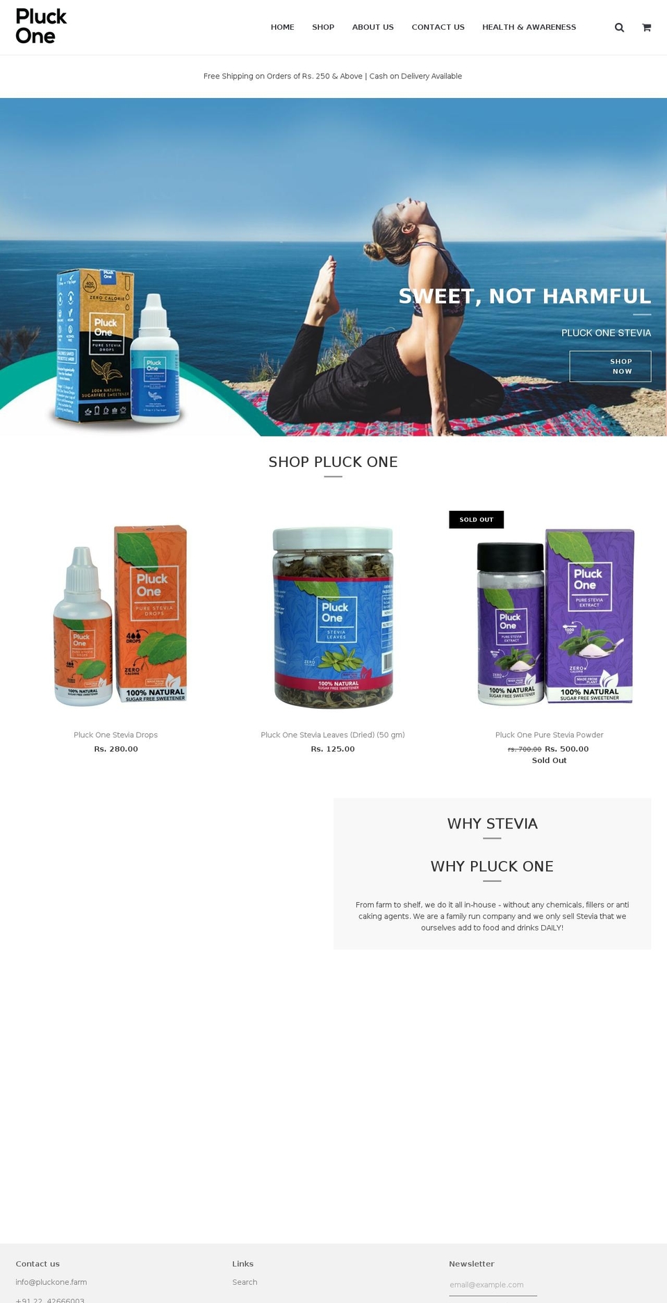 pluckone.farm shopify website screenshot