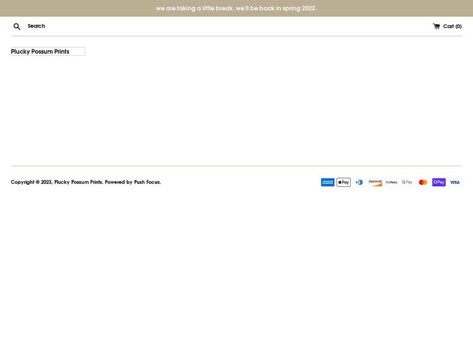 pluckypossumprints.com shopify website screenshot