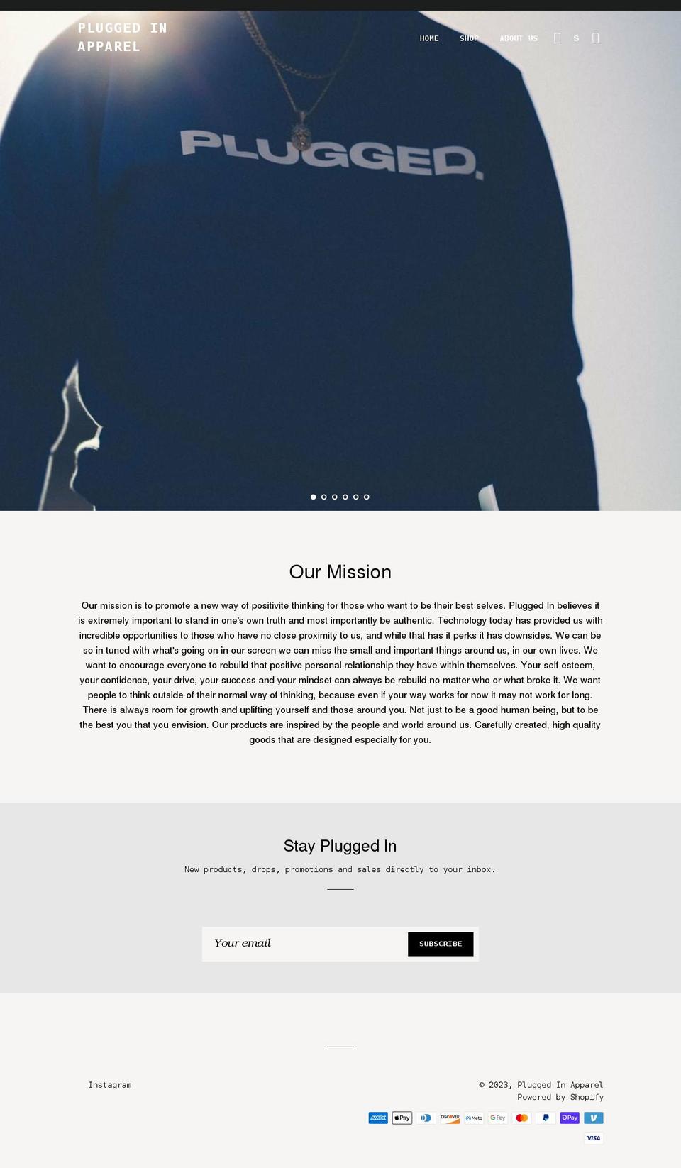 pluggednclothing.com shopify website screenshot