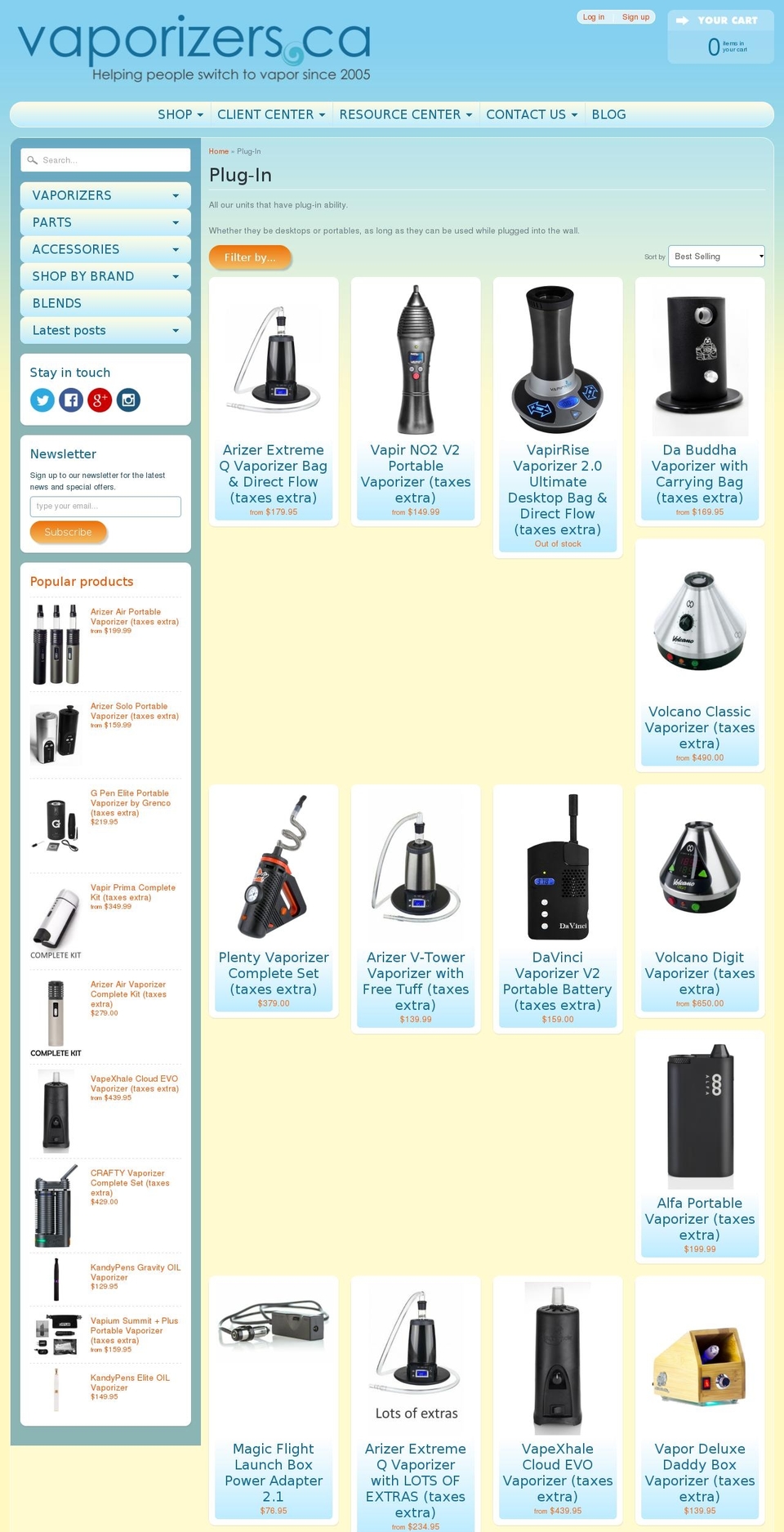 UPDATED VAPORIZERS.CA Shopify theme site example pluginvaporizer.com