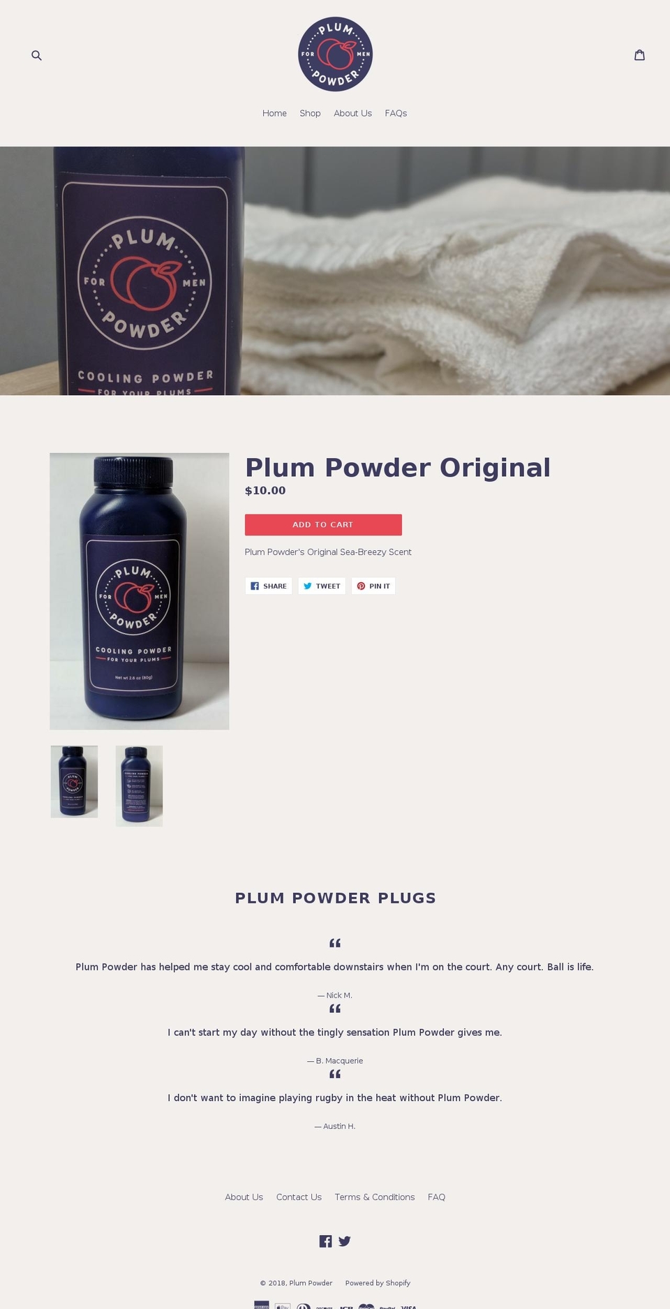 plum-powder.com — Shopify storefront screenshot