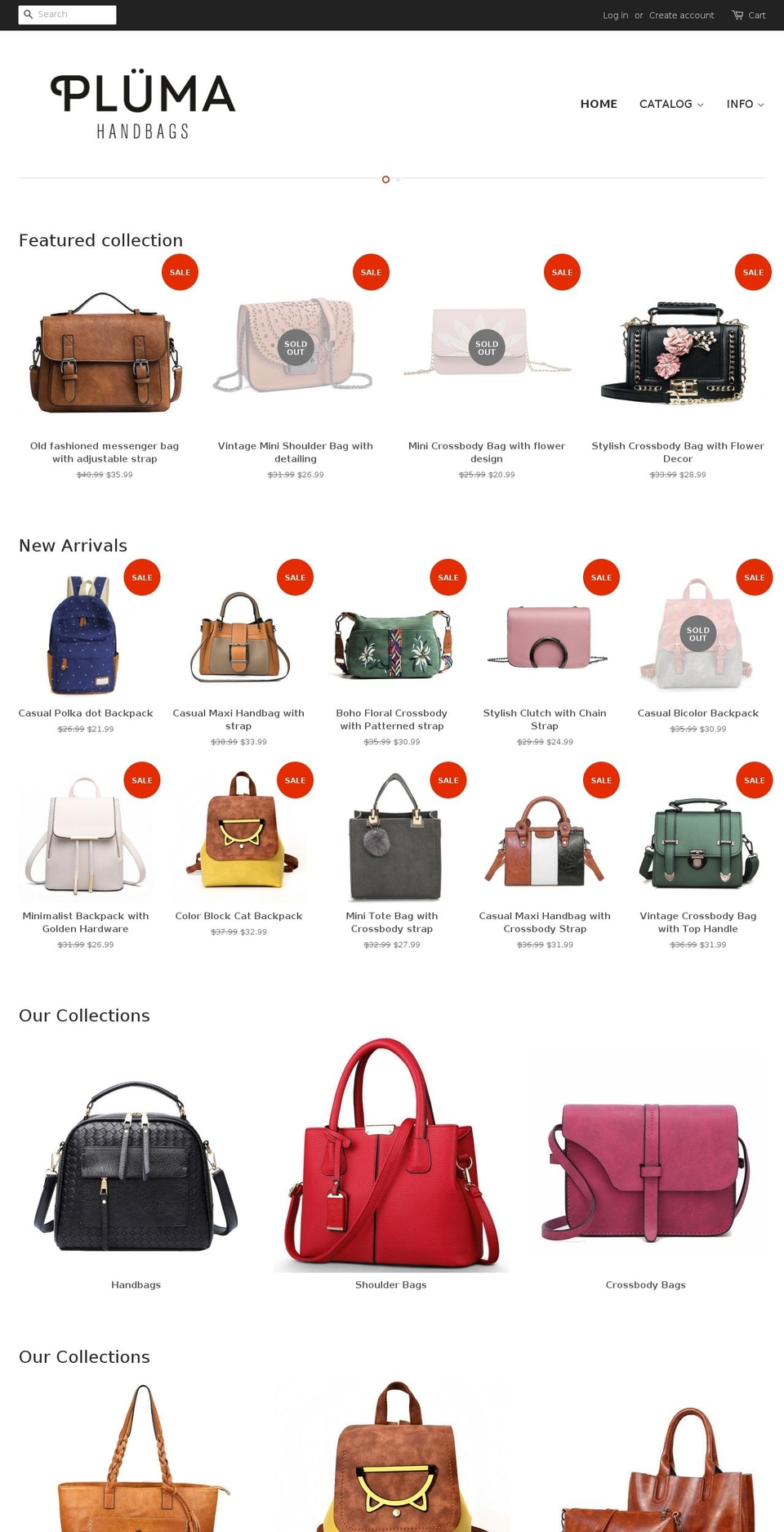 plumahandbags.com — Shopify storefront screenshot