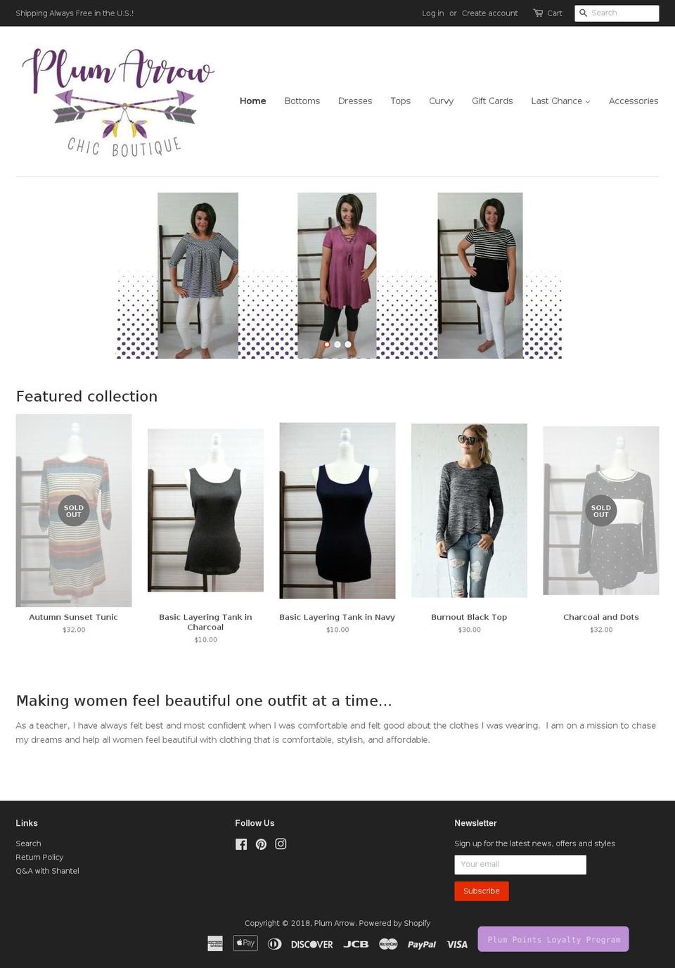 plumarrow.com — Shopify storefront screenshot