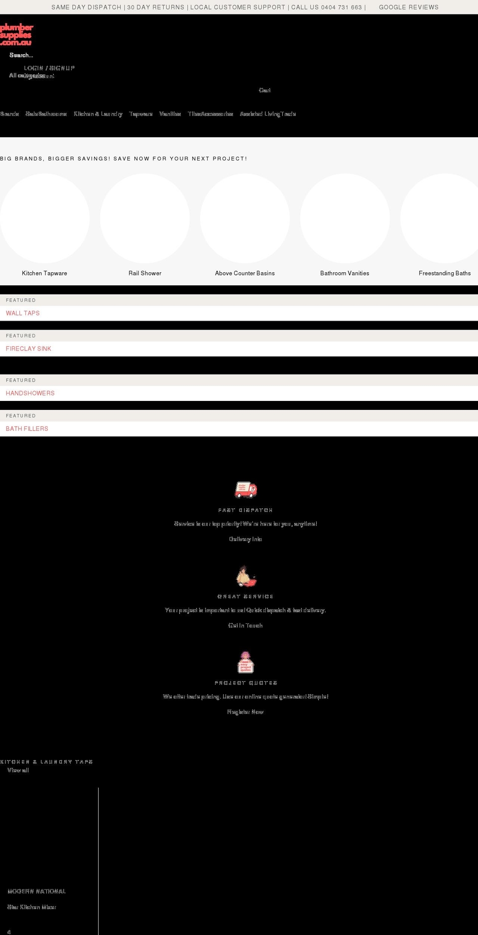 plumbersupplies.com.au shopify website screenshot