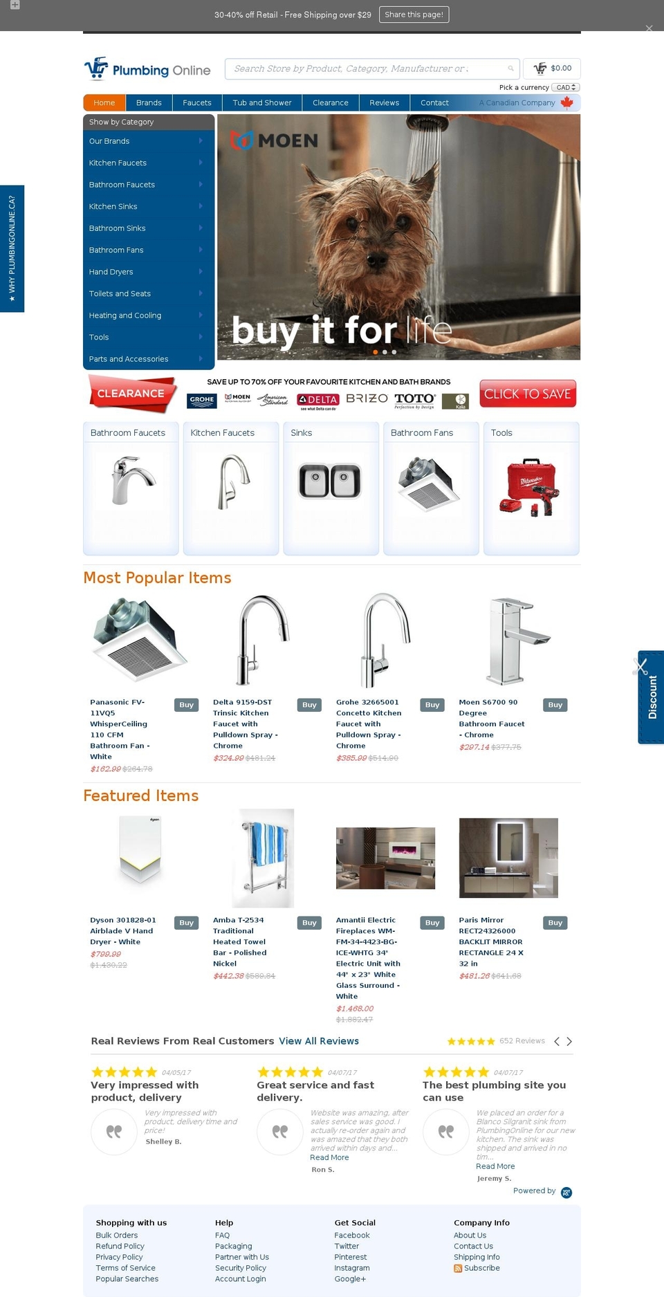 plumbingonline.ca shopify website screenshot