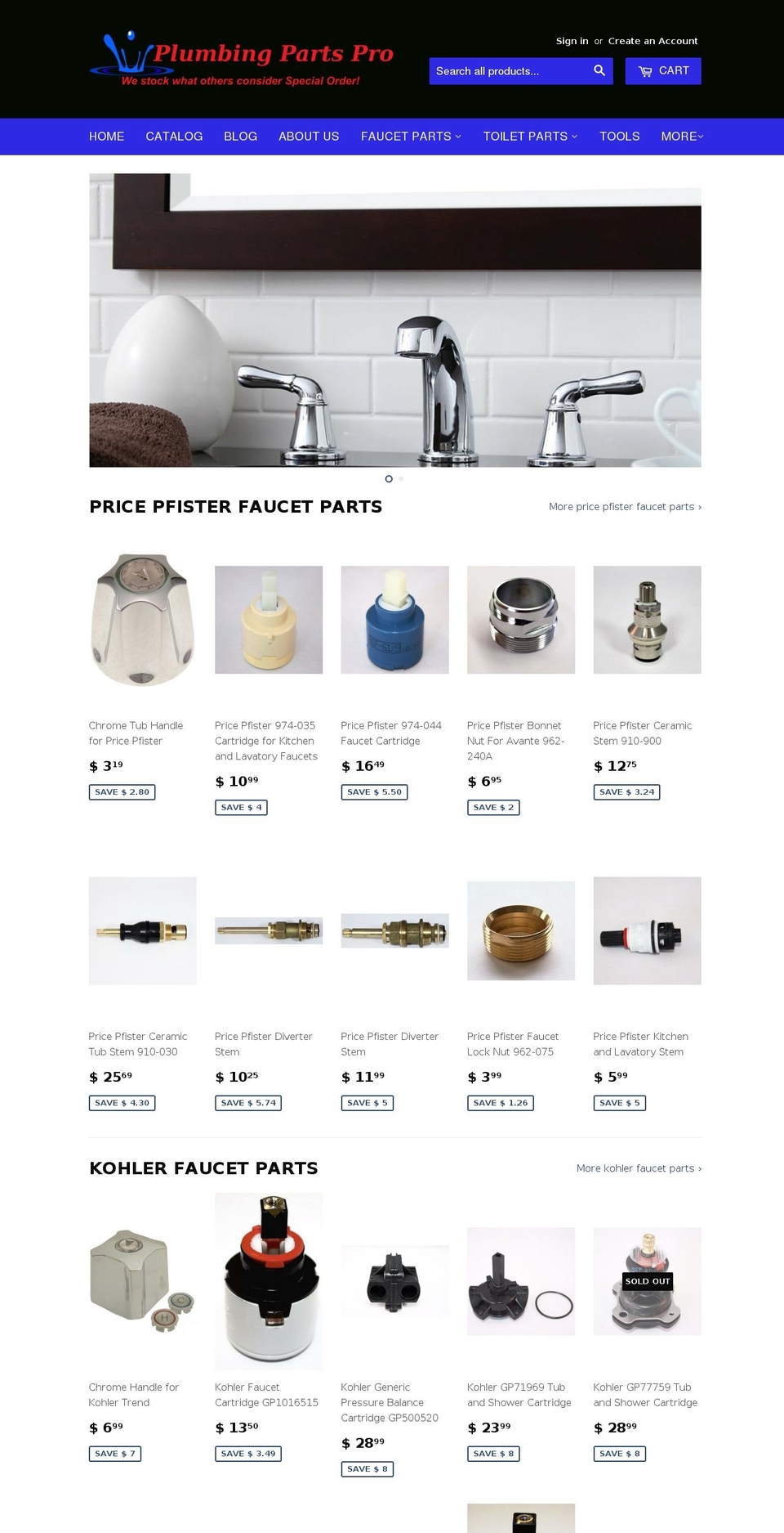 plumbingpartspro.com shopify website screenshot