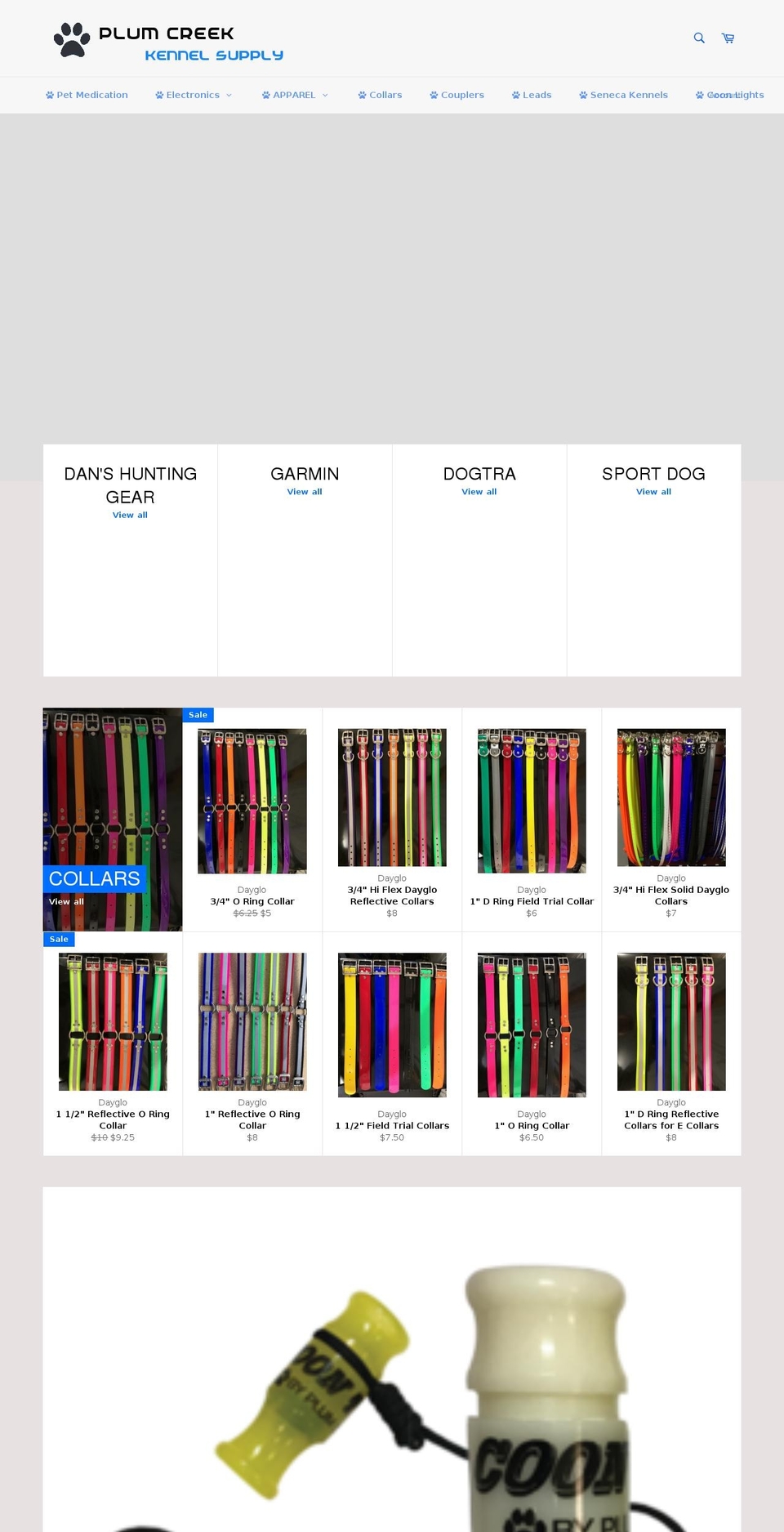 plumcreekkennelsupplies.com shopify website screenshot