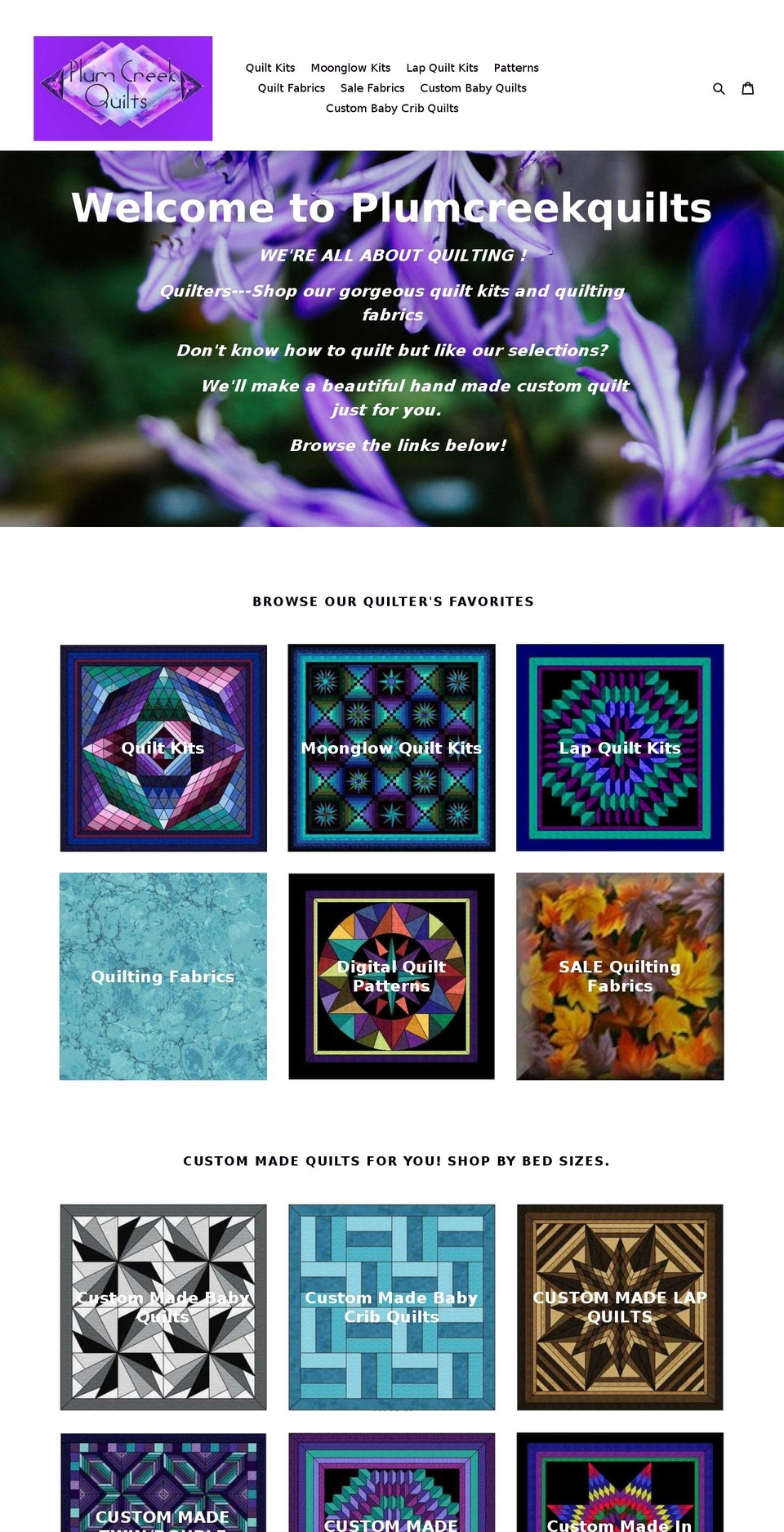 plumcreekquilts.net shopify website screenshot