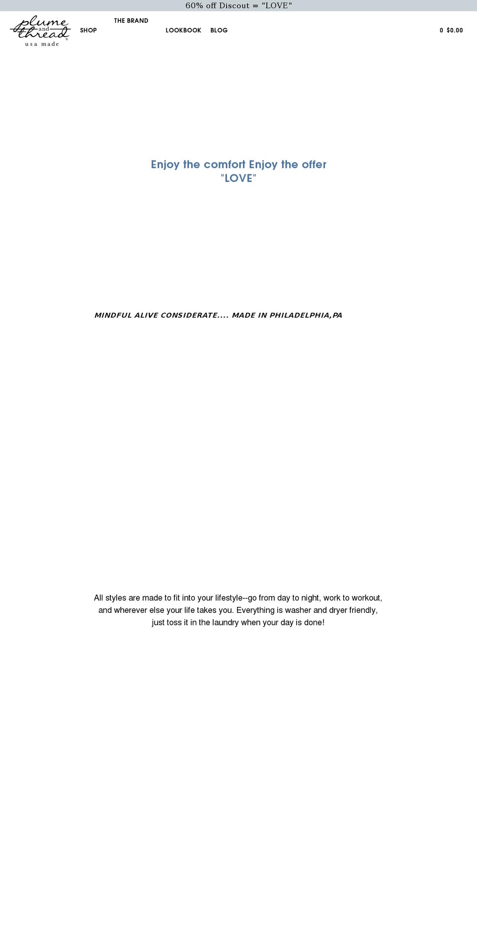plumeandthread.com shopify website screenshot