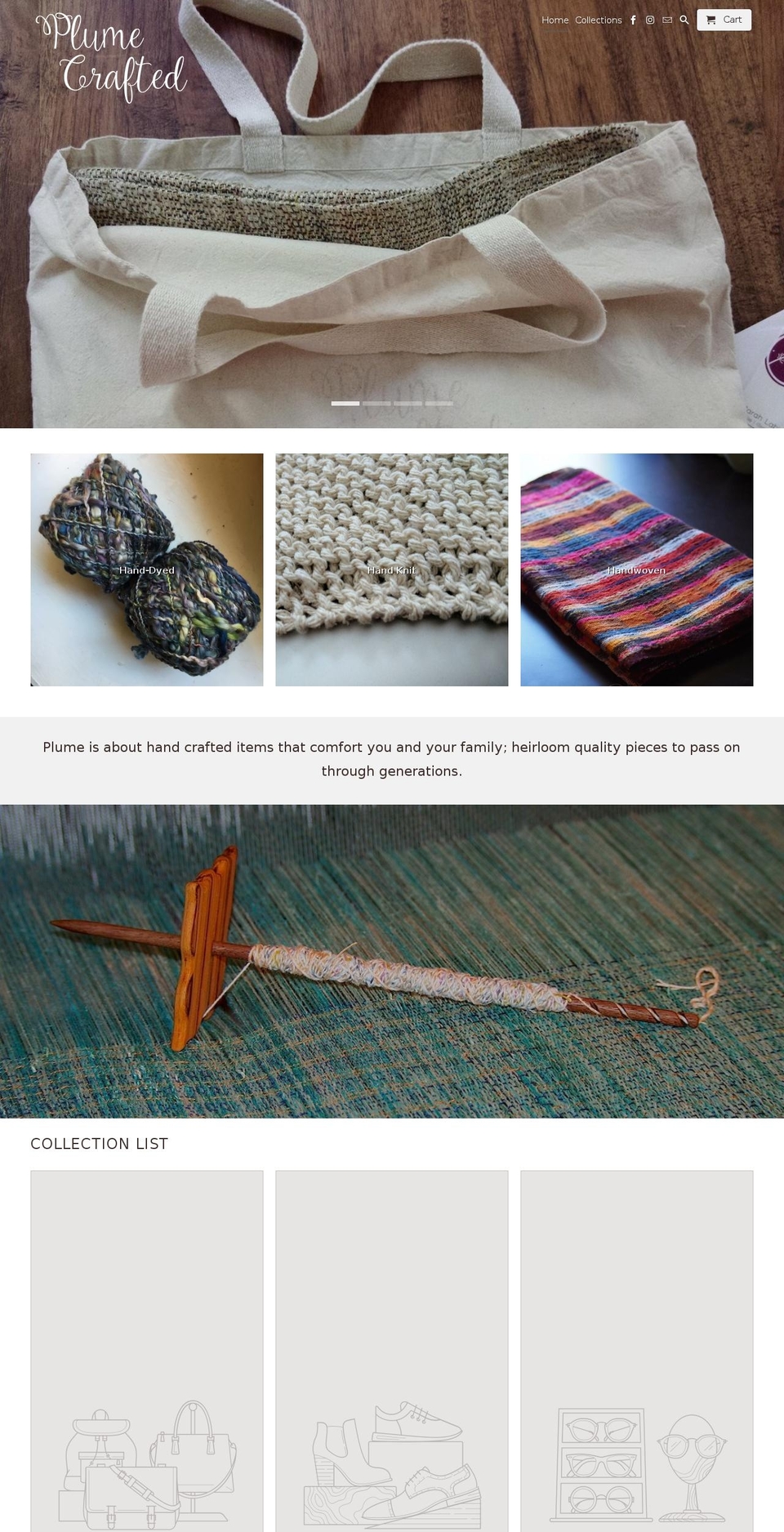 plumecrafted.com — Shopify storefront screenshot