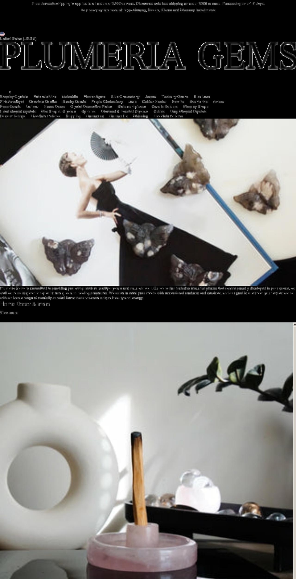 plumeriagems.com shopify website screenshot