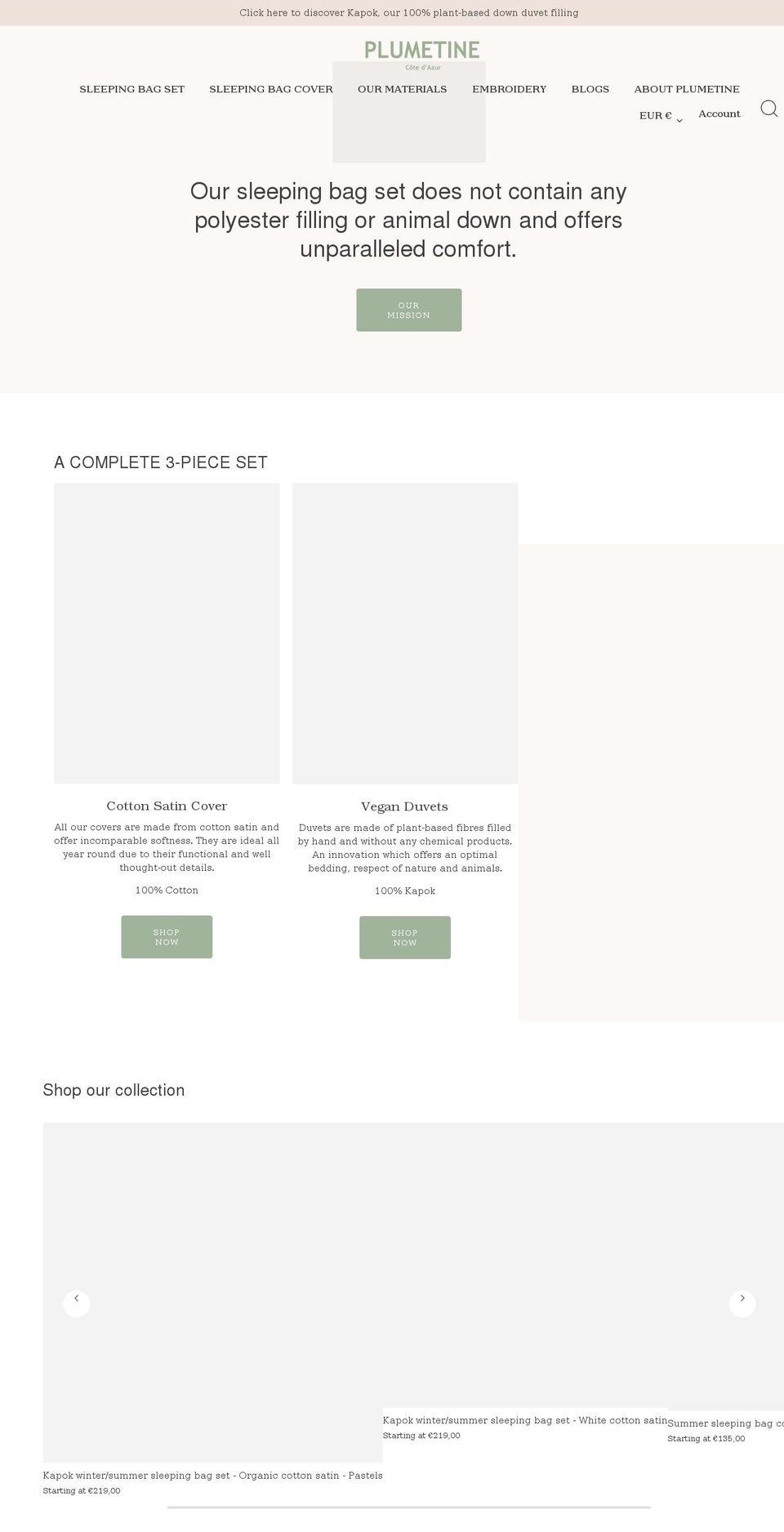 plumetine.com shopify website screenshot