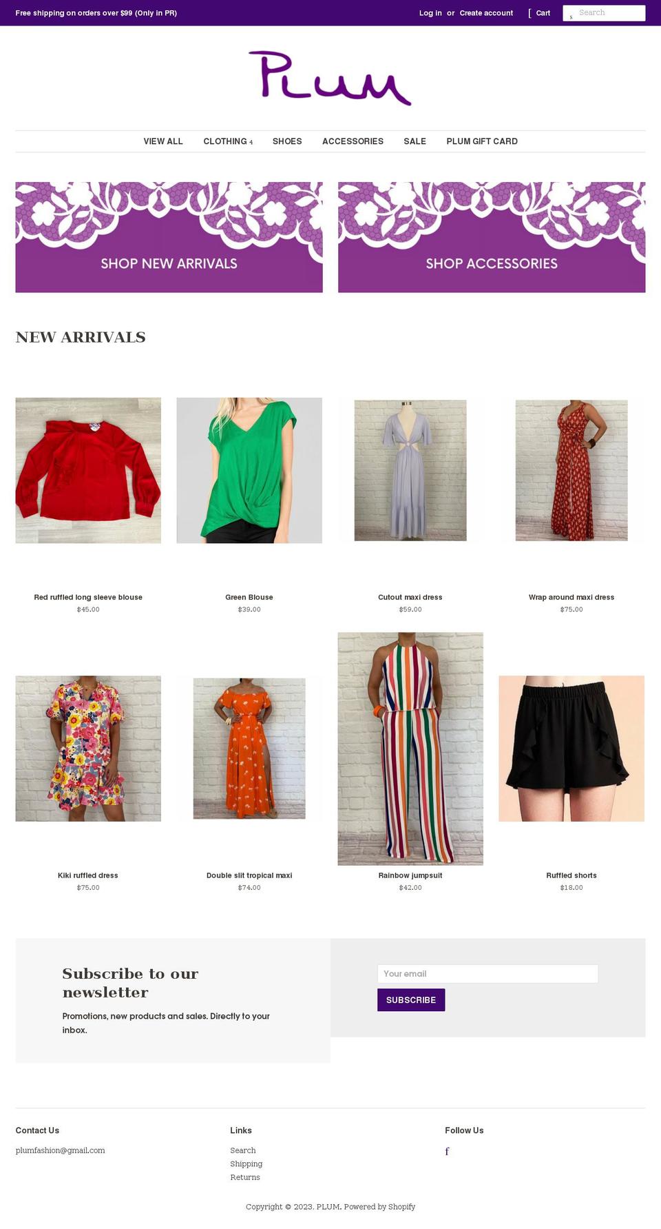 plumfashionpr.com shopify website screenshot