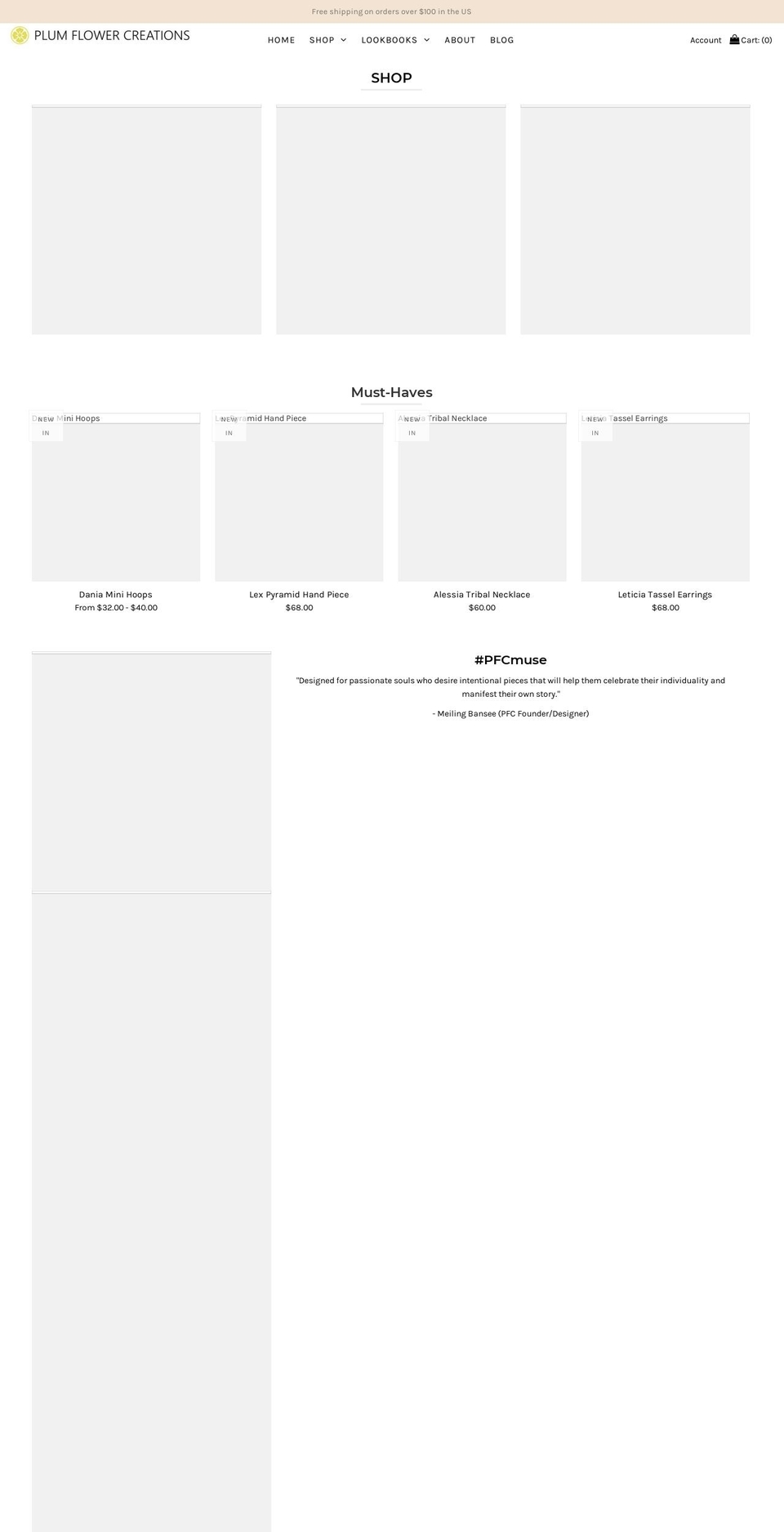 plumflowercreations.com — Shopify storefront screenshot