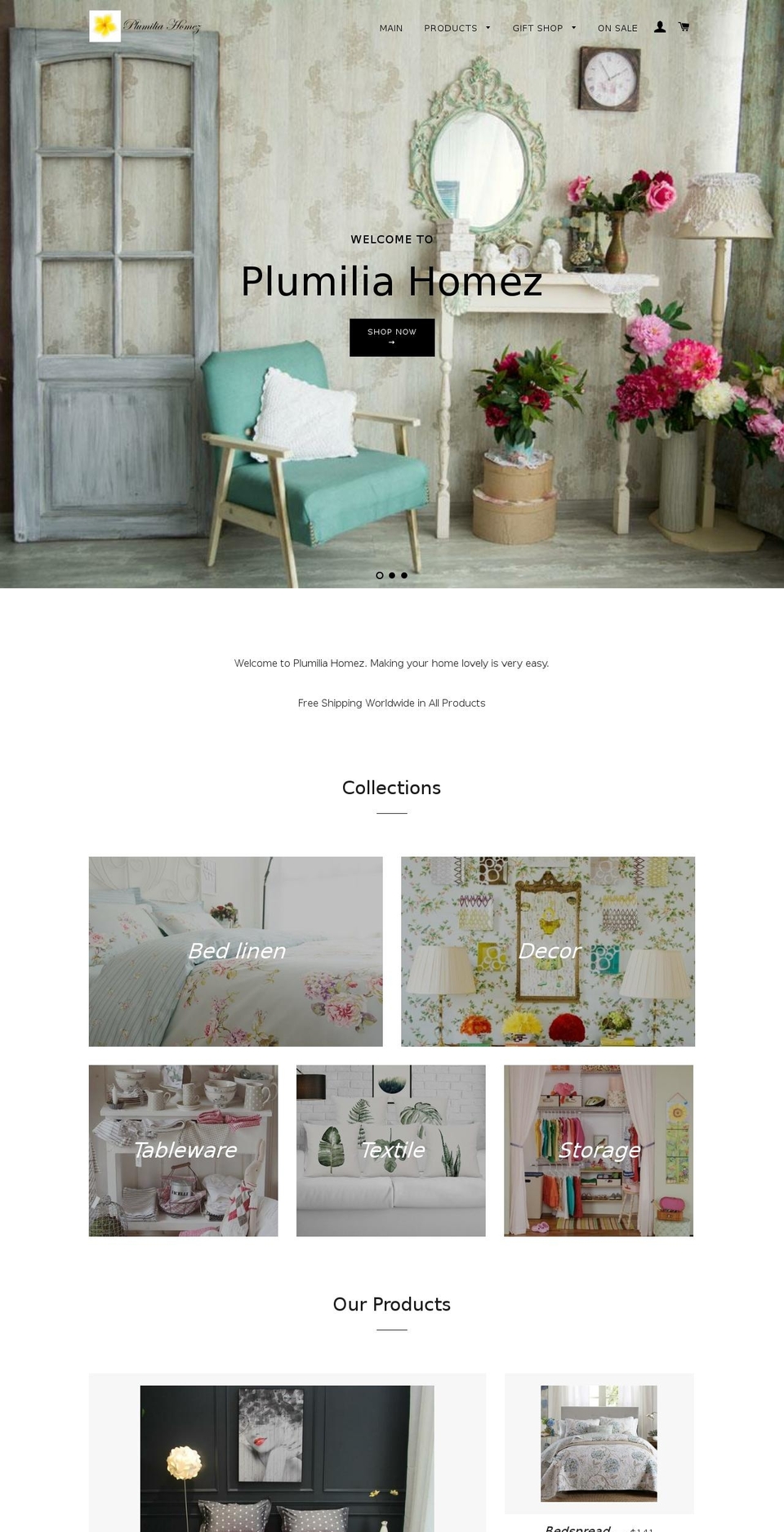 plumiliahomez.com — Shopify storefront screenshot