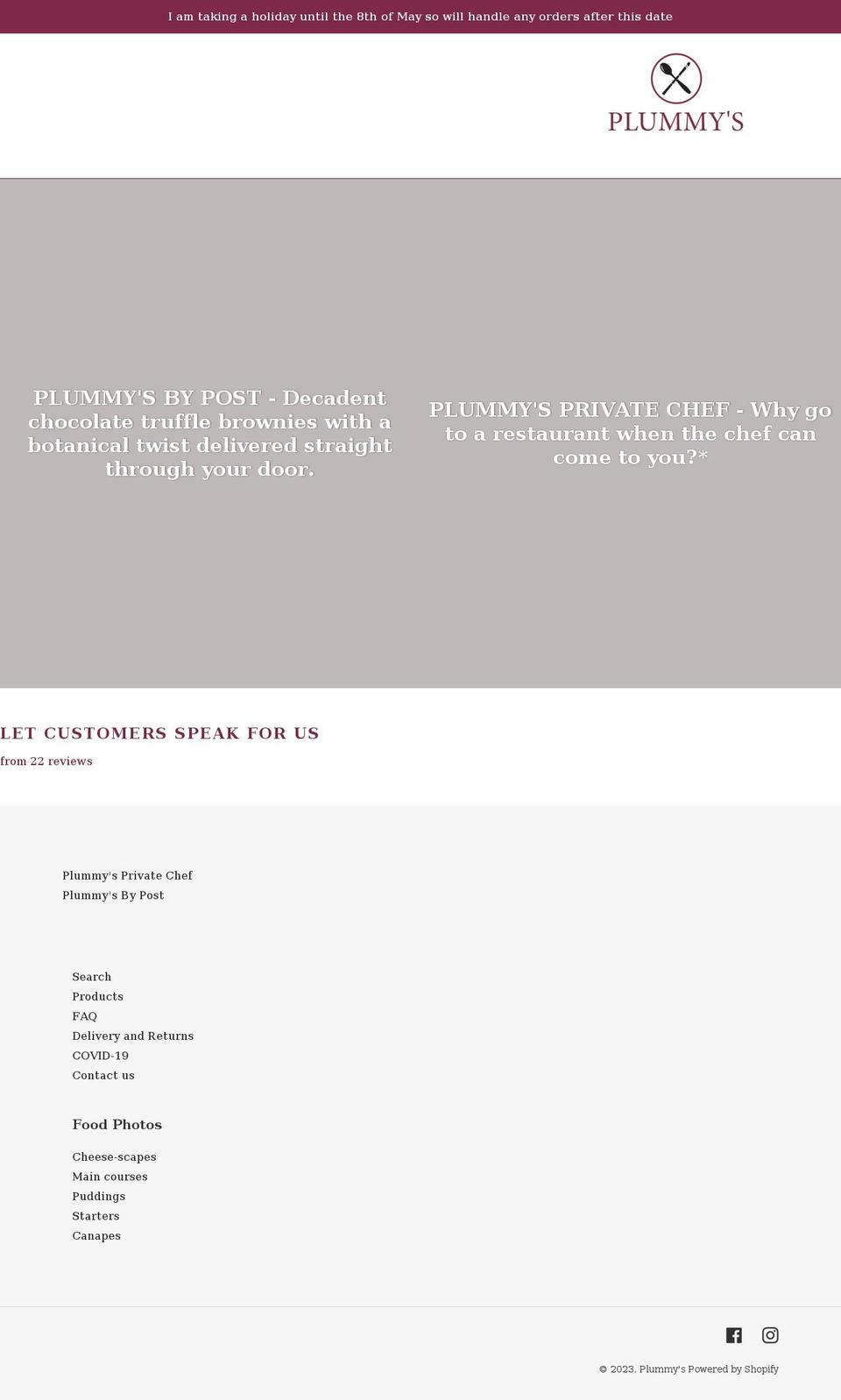 plummys.com shopify website screenshot