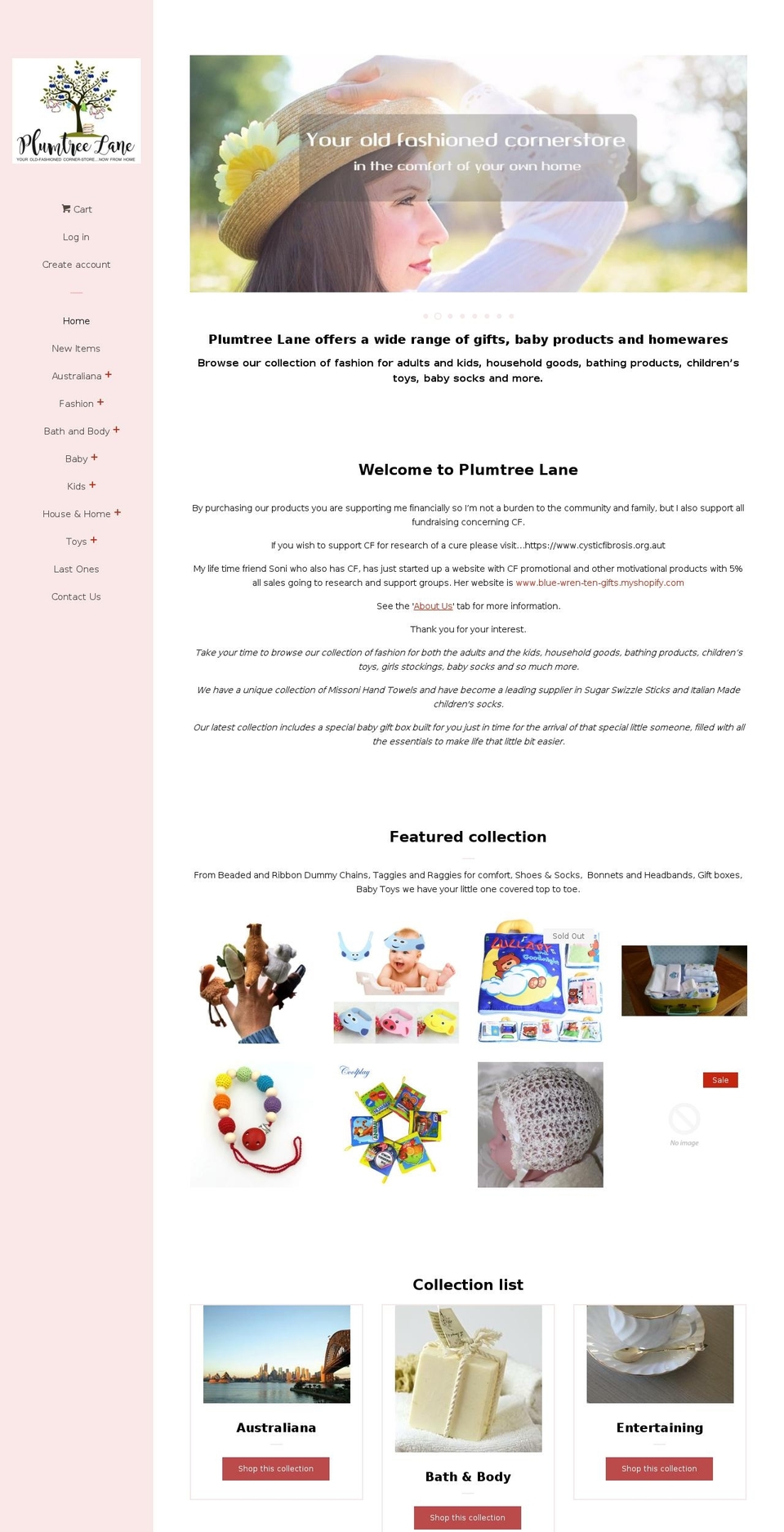 plumtreelane.com.au shopify website screenshot